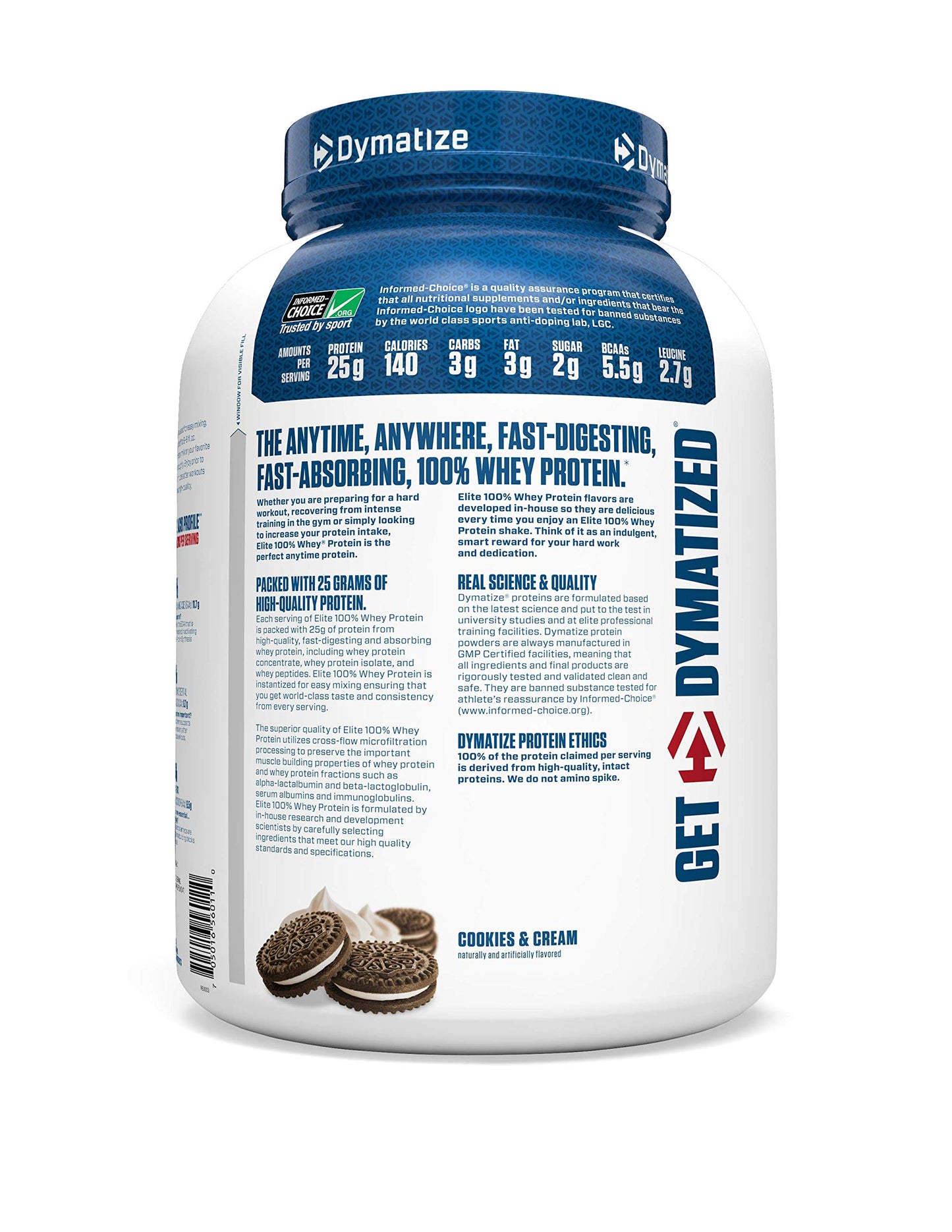 Dymatize Elite 100% Whey Protein Powder Cookies & Cream 80 Servings