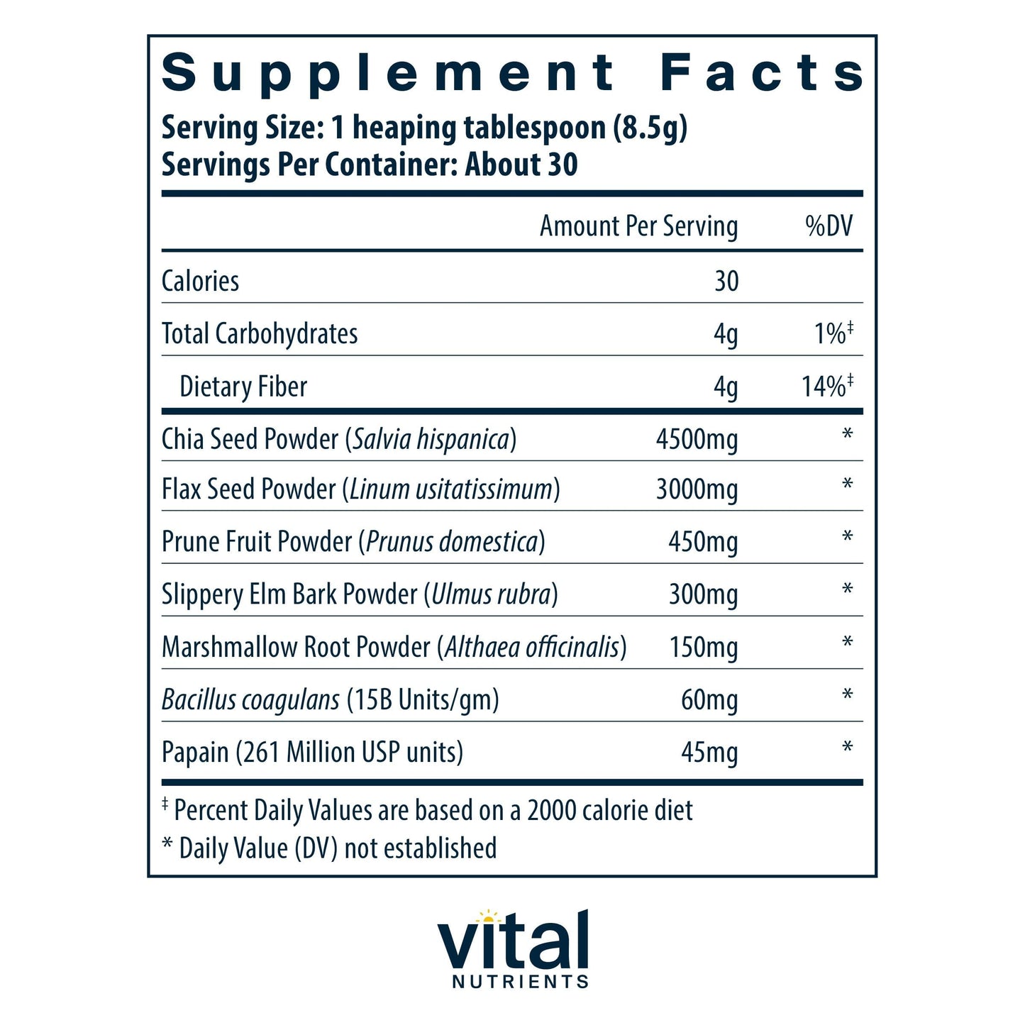 Vital Nutrients Whole Fiber Fusion Powder 50