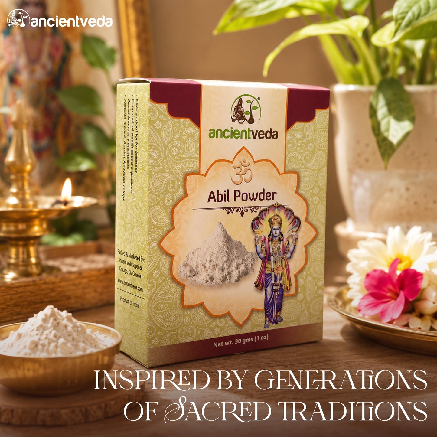 Ancientveda Puja Essentials Abil Powder, 3 Packs