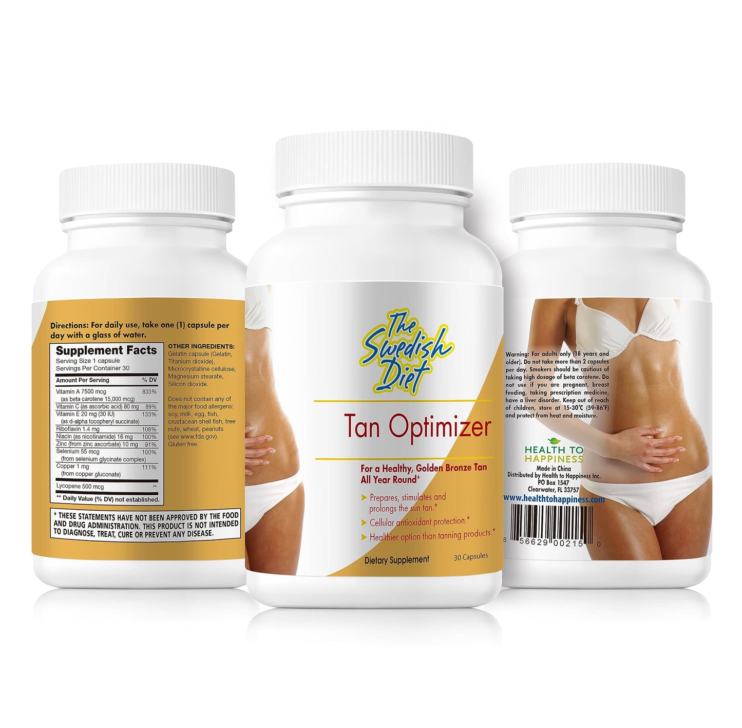 The Swedish Diet Tan Optimizer Tanning Pills Beta Carotene & Antioxidant Skin Health Supplement with Lycopene for Radiant Skin 30 Capsules