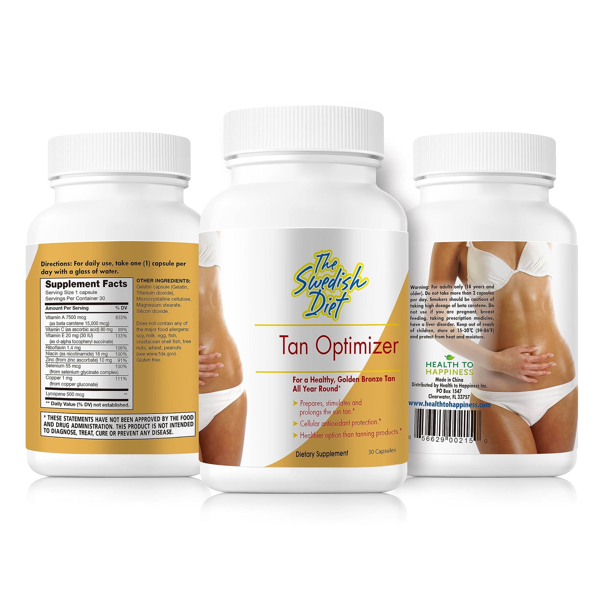 The Swedish Diet Tan Optimizer Tanning Pills Beta Carotene & Antioxidant Skin Health Supplement with Lycopene for Radiant Skin 30 Capsules