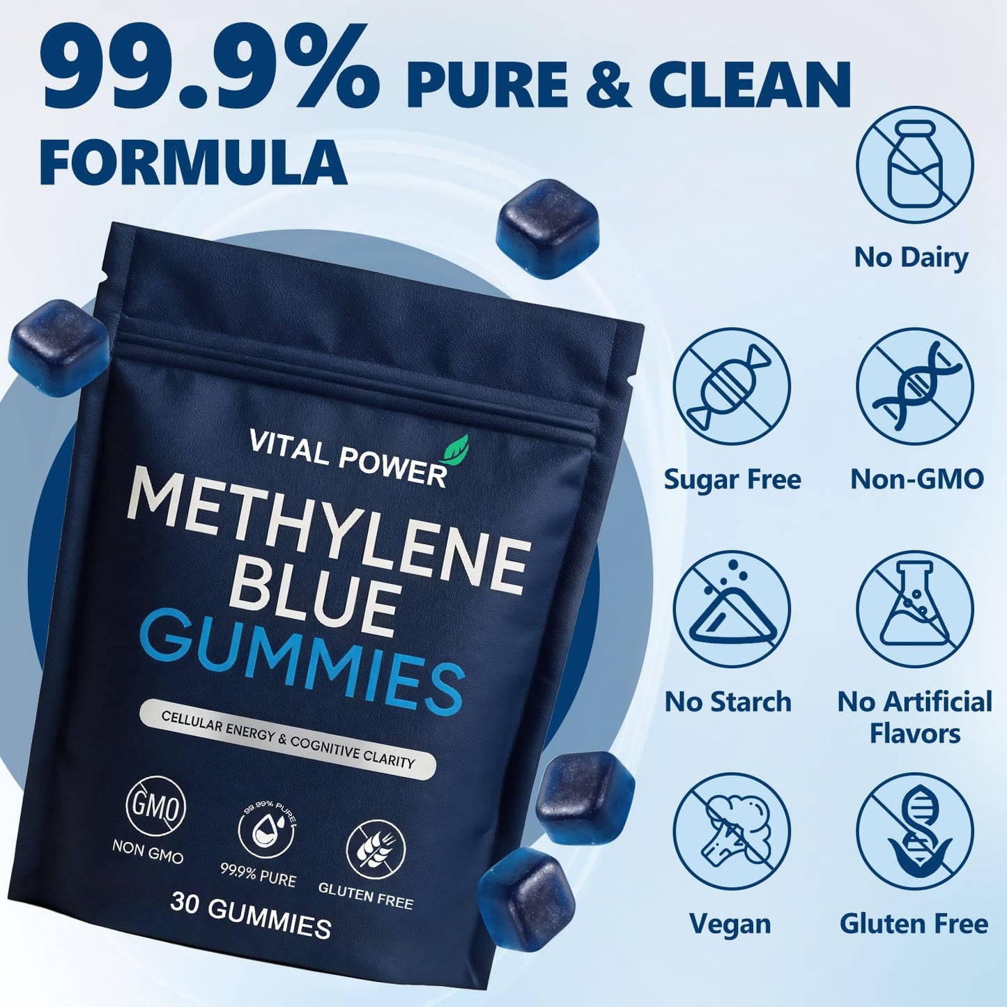 VITAL POWER Methylene Blue Gummies, 30 Count