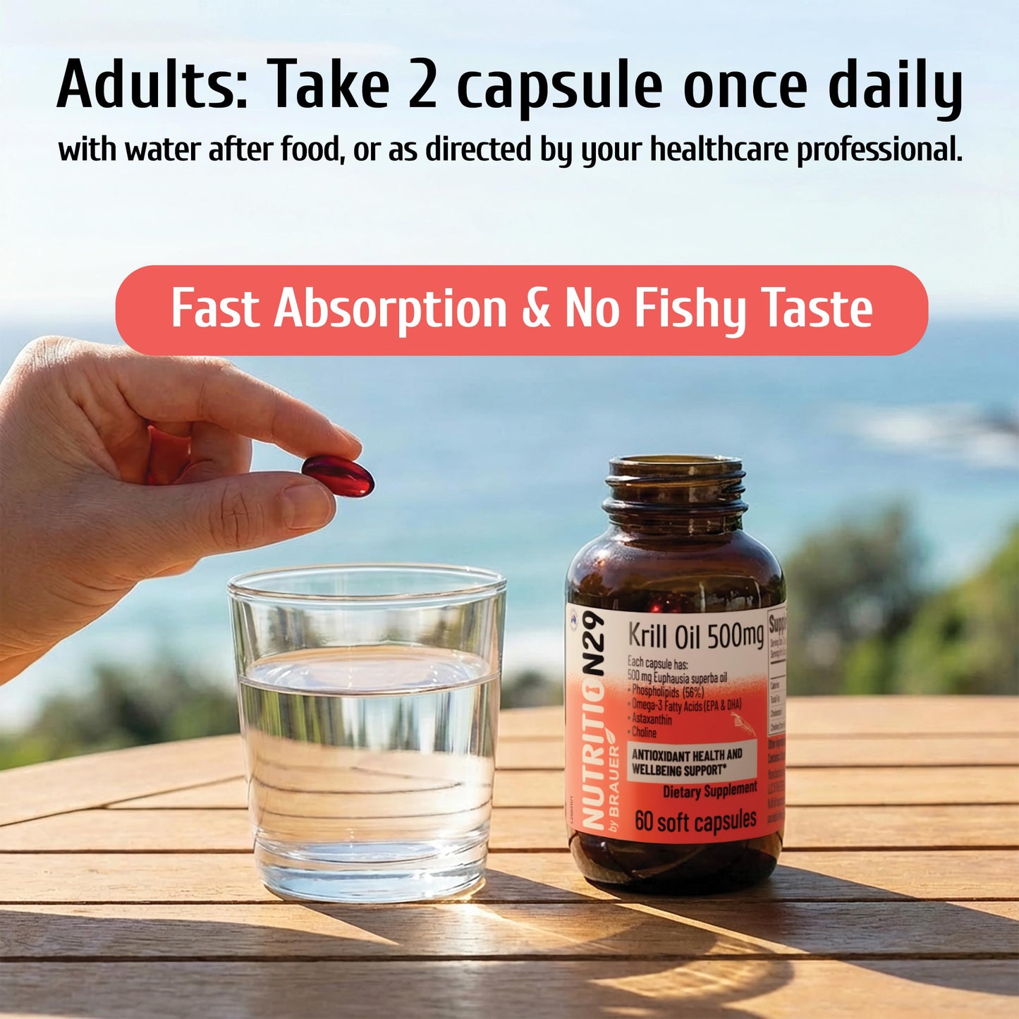 NUTRITION29 Antarctic Krill Oil 500mg Softgels, 60 Count