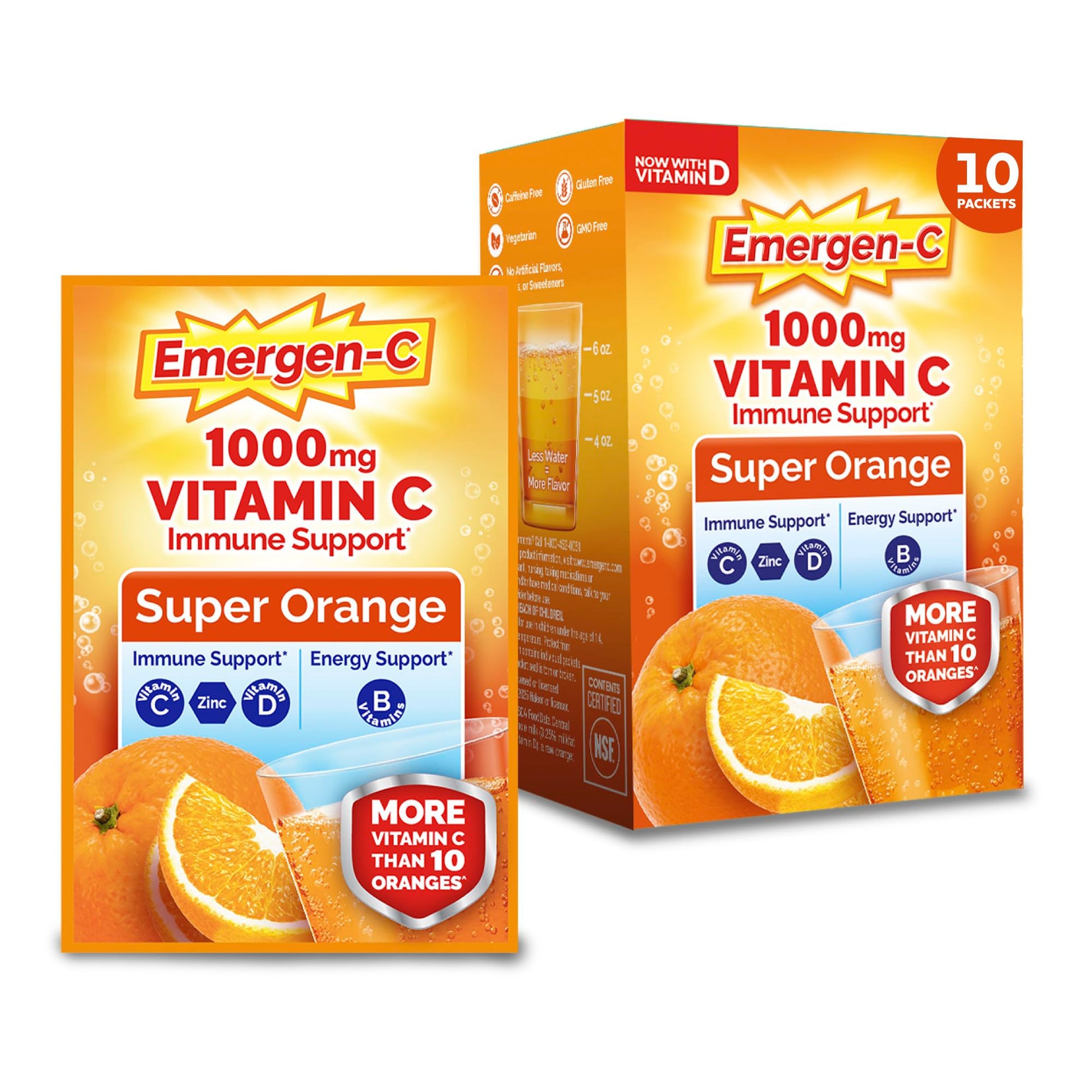 Emergen-C 1000mg Vitamin C Immune Support Powder, 10 ct