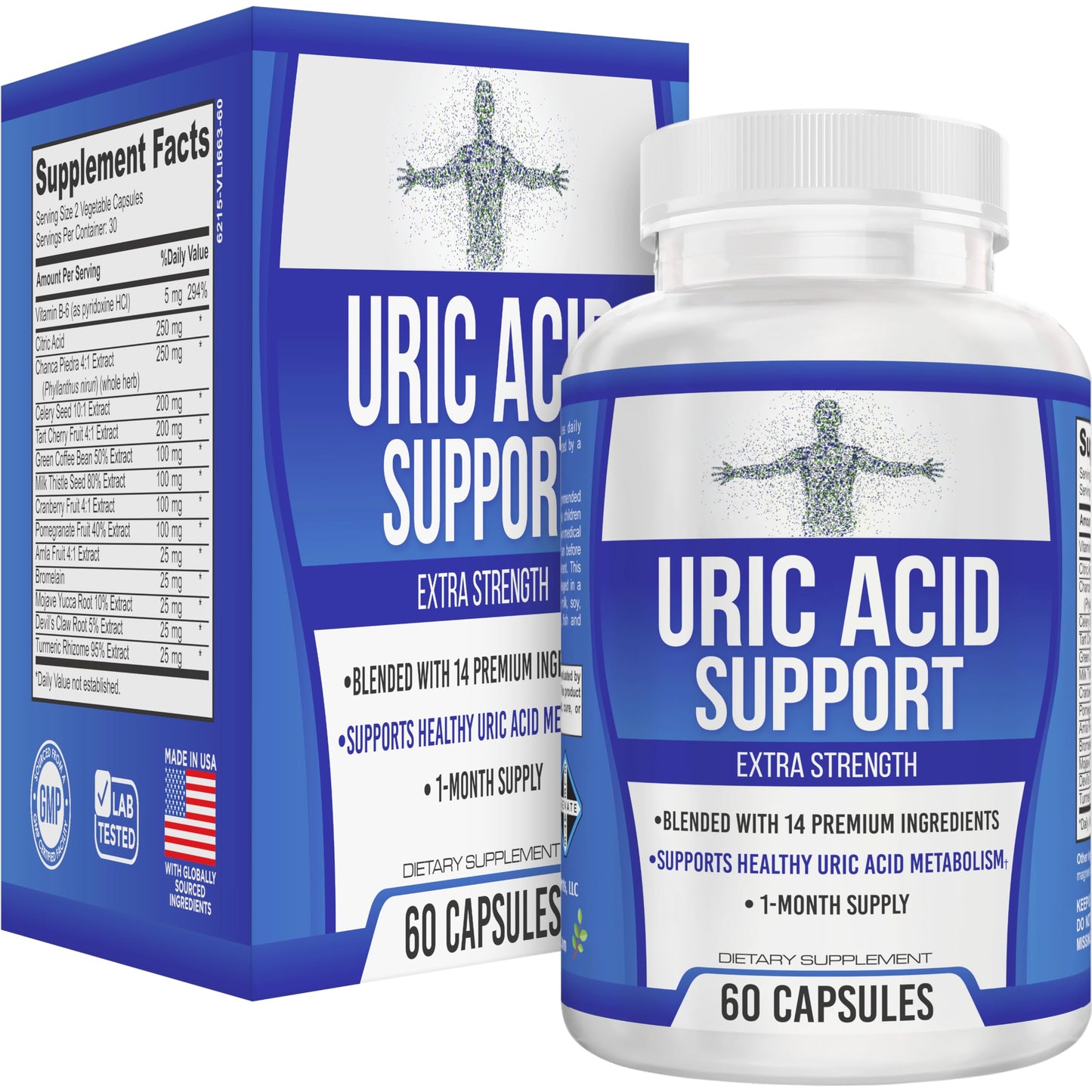 Elevate Recovery Supplements Uric Acid 14-in-1 Support Supplement, 60 Capsules