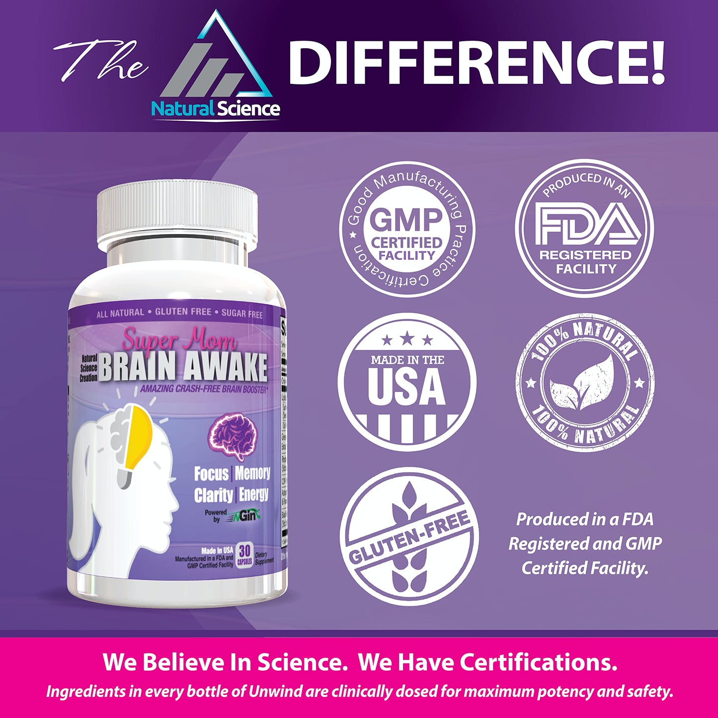 Natural Science Creation Super Mom Brain Awake Natural Energy Capsules 30 Count