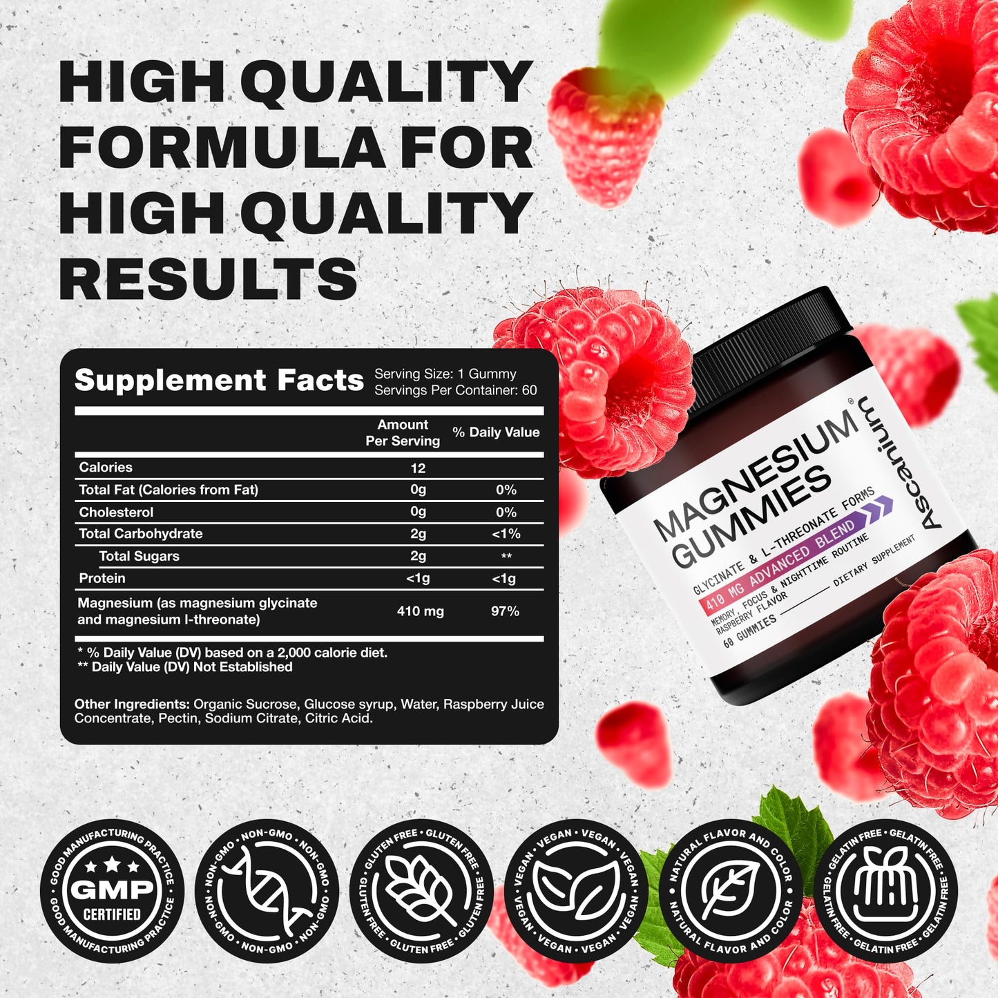 Ascanium Magnesium Gummies 60 Count