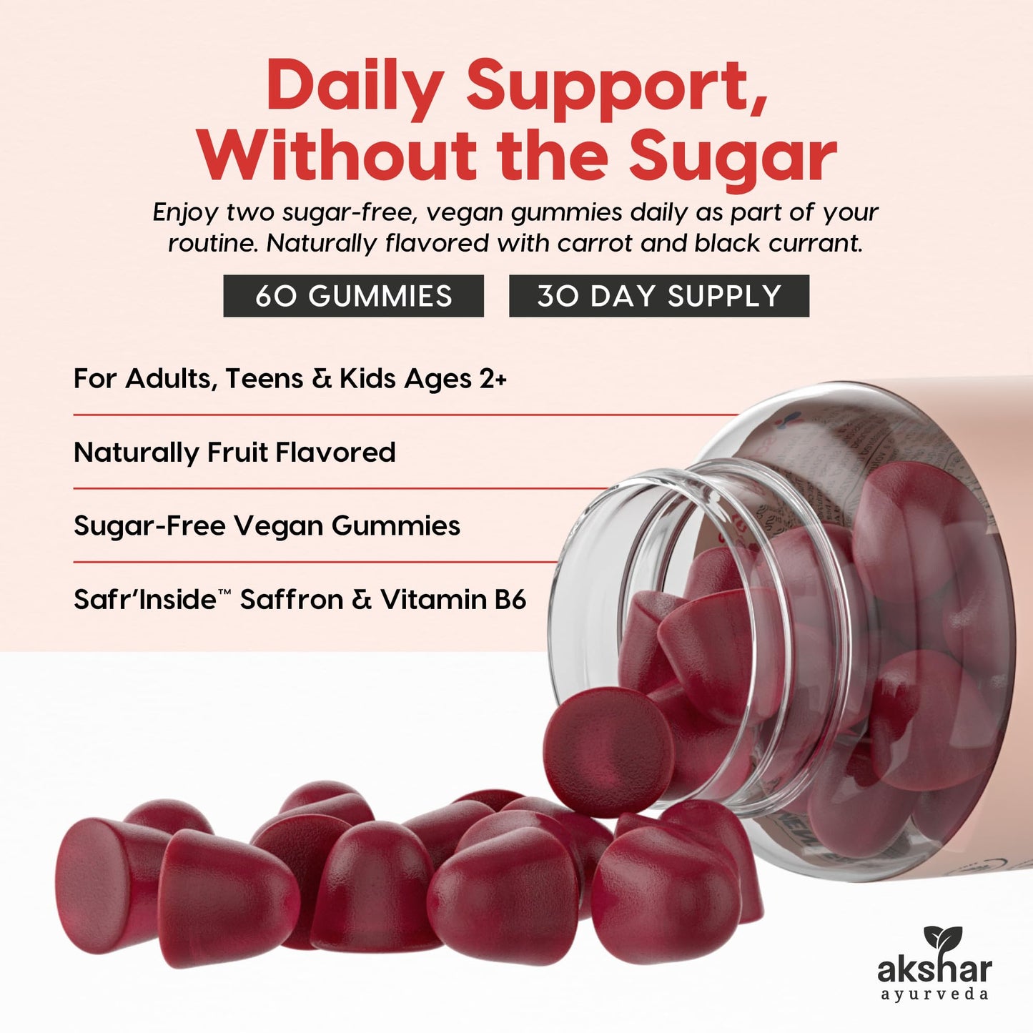AKSHAR Ayurveda Saffron Gummies 120 Gummies