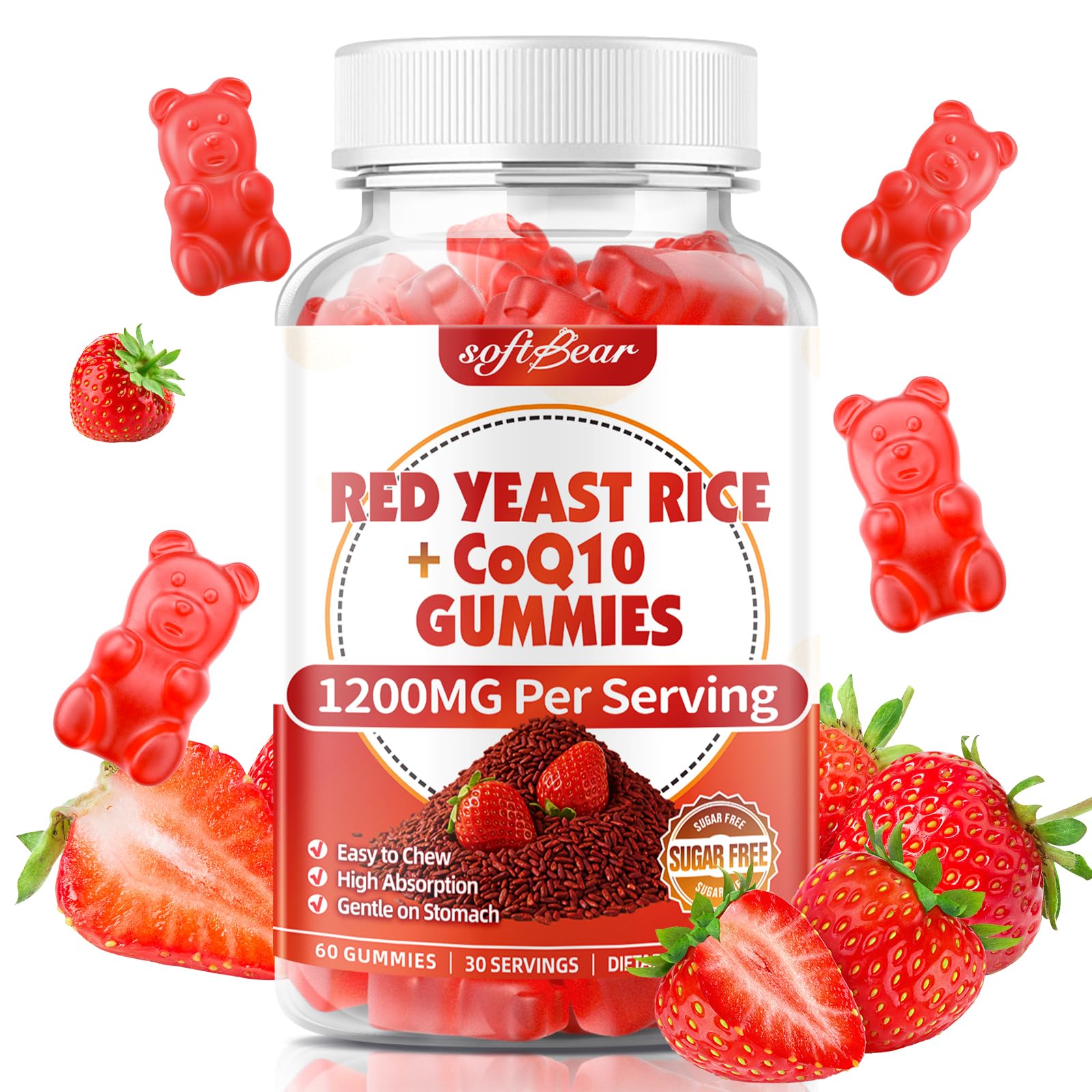 softbear Red Yeast Rice with CoQ10 Gummies 60 Count