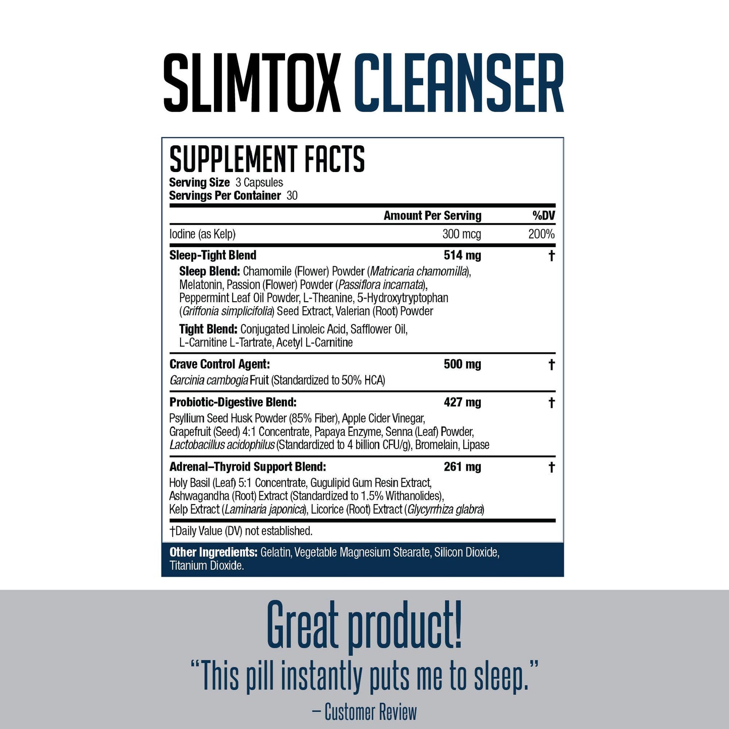 Slim-Tox NDS Nutrition Cleanser Nighttime Fat Loss Support 90 Capsules