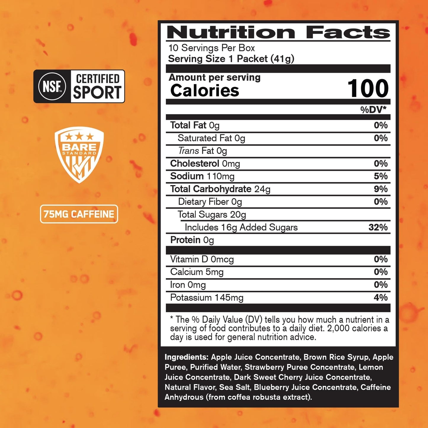 Bare Performance Nutrition BPN Go Gel Endurance – Mixed Berry Caffeinated Gel, 36.2