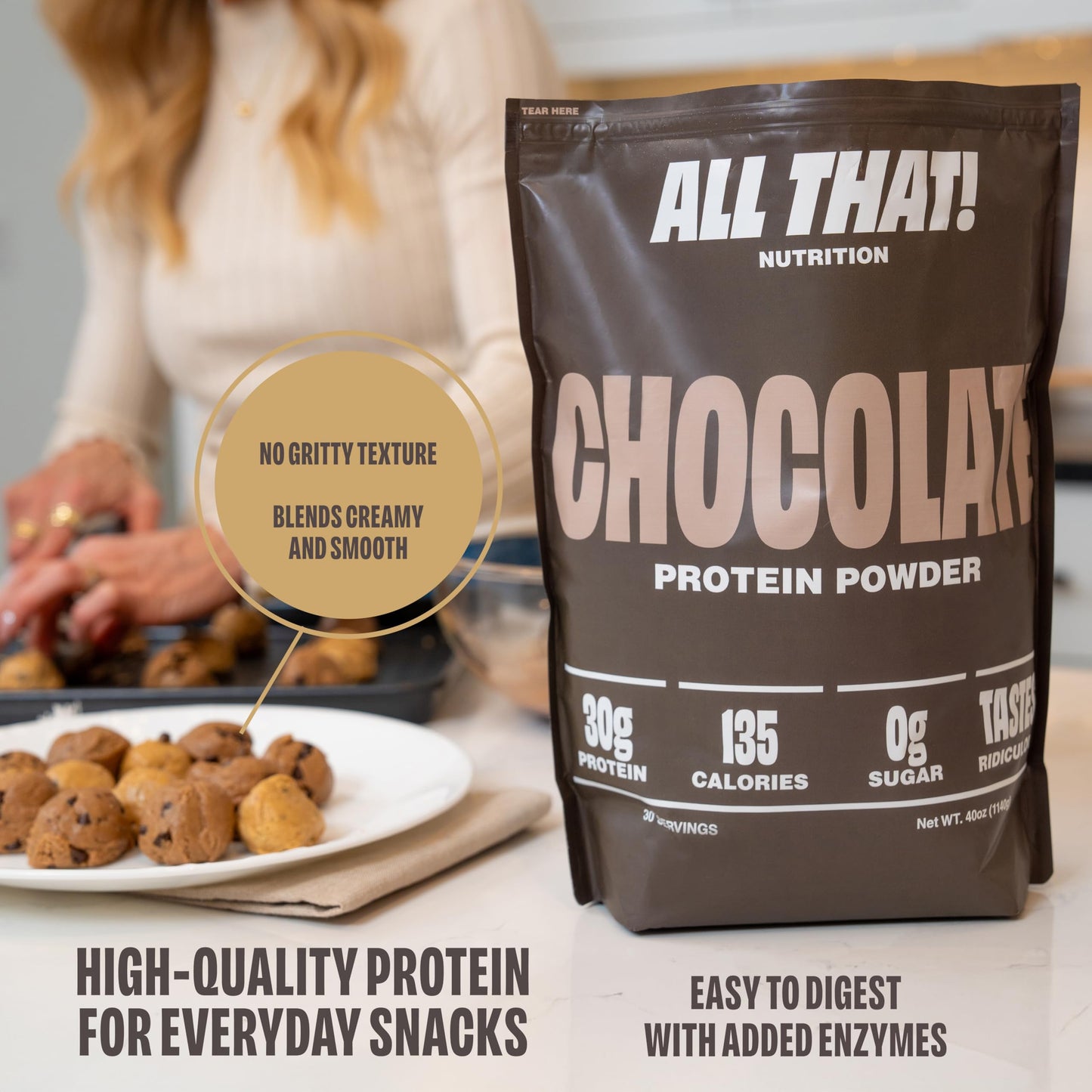 ALL THAT! NUTRITION Chocolate Protein Powder, 40 Servings