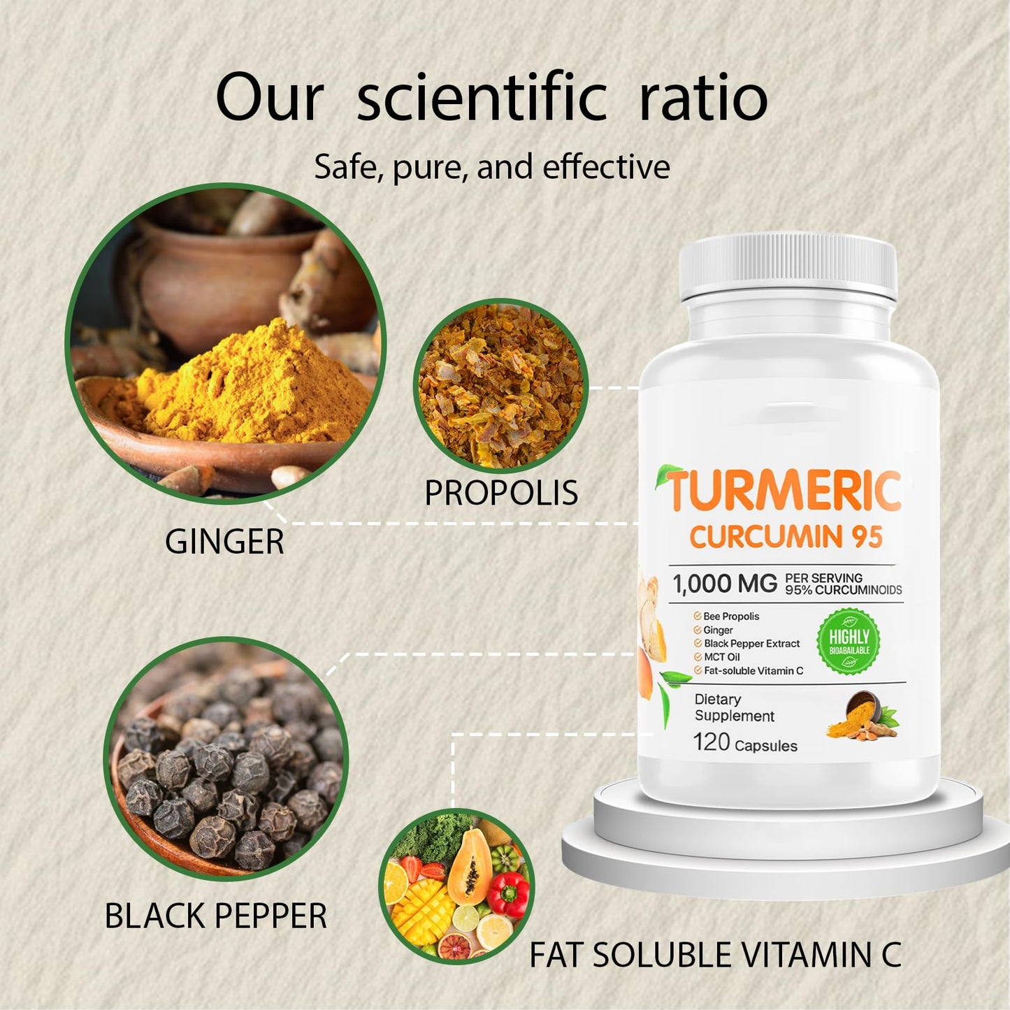 NIVELLE Pure Turmeric Curcumin Supplement Capsule 120 Capsules