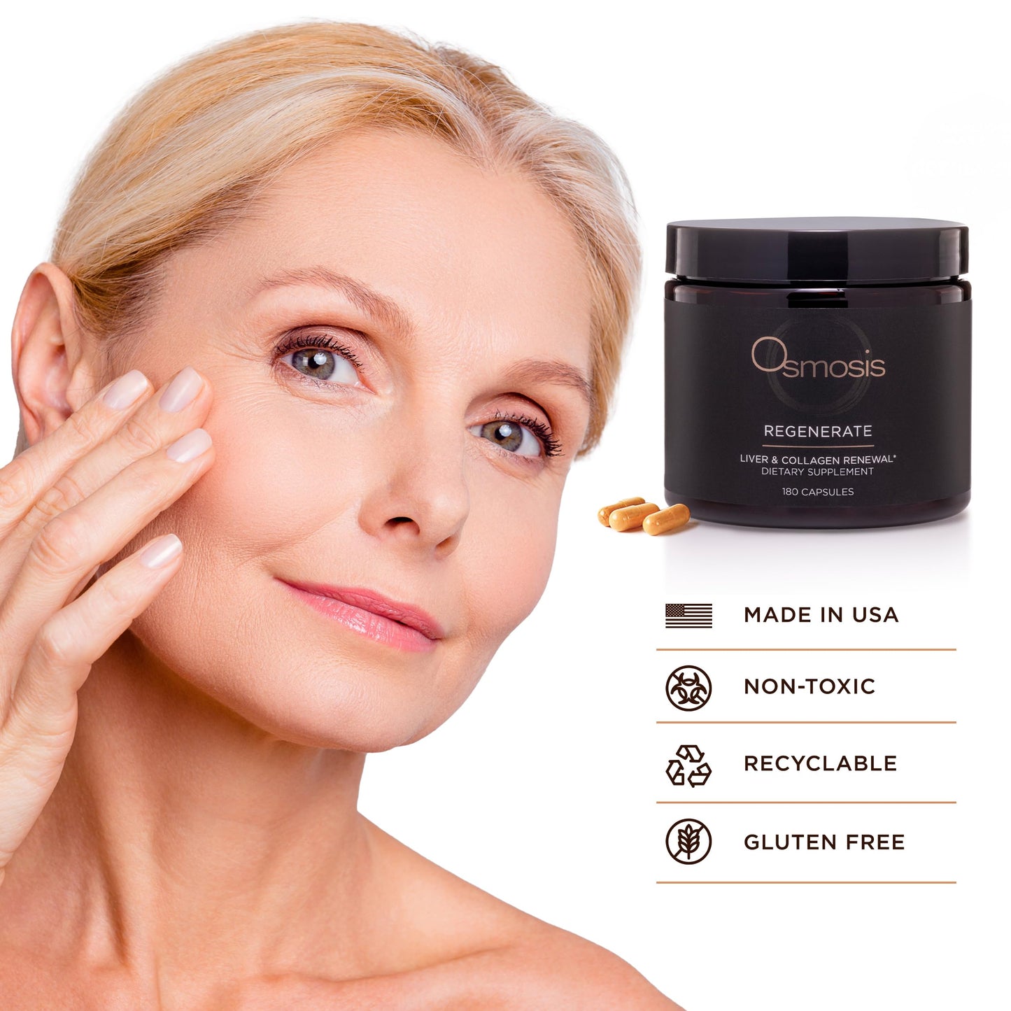 OSMOSIS Regenerate Skin and Liver Support Supplement for Skin Firmness Capsule 1 Count