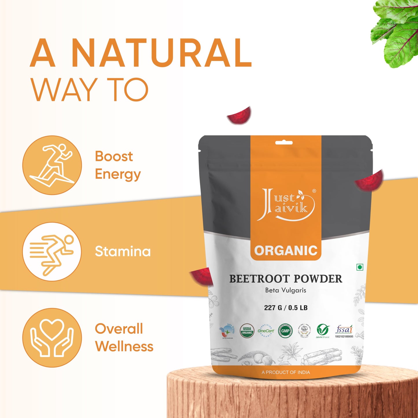 Just Jaivik Beetroot Powder Organic 8 oz