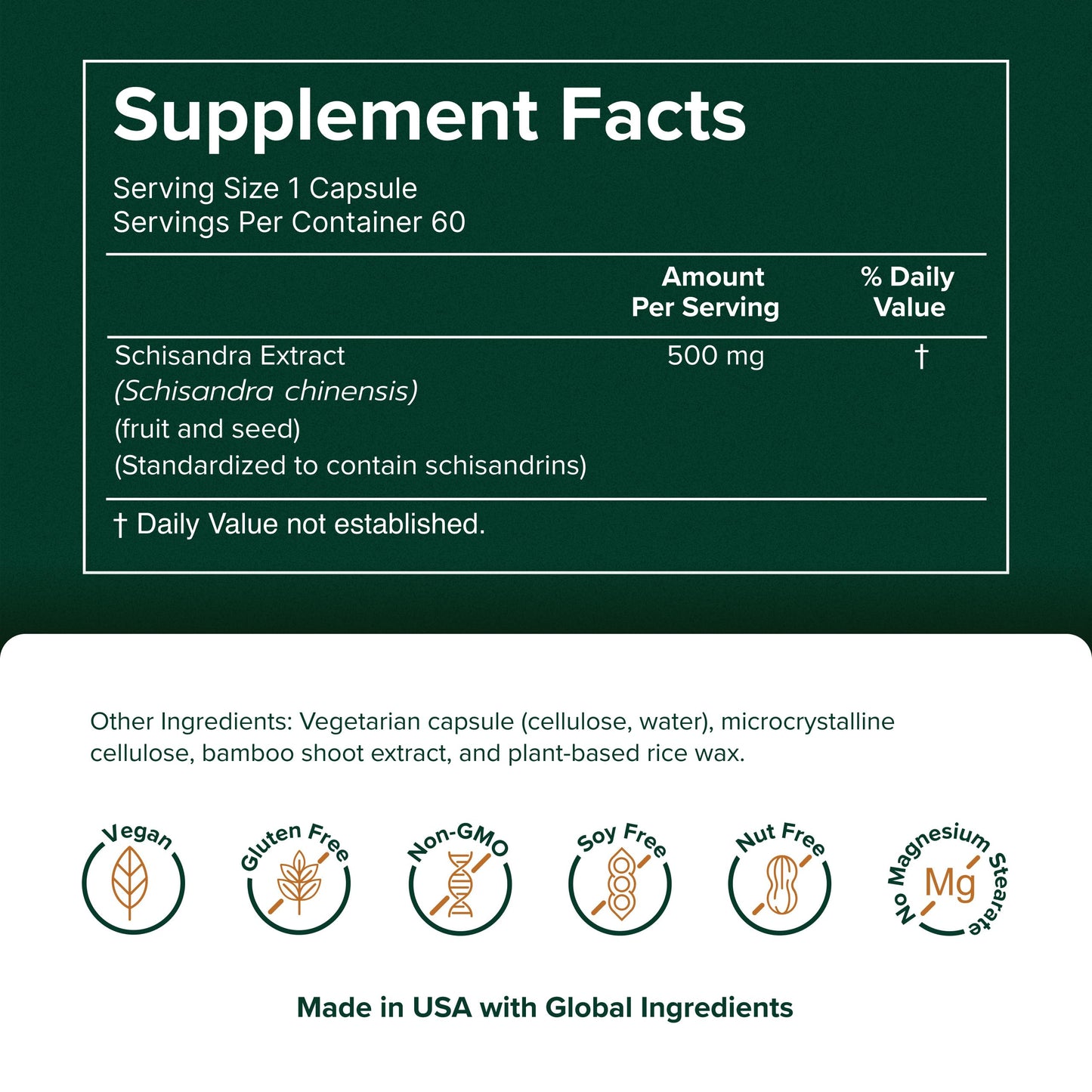 Prominent Nutrition Schisandra - Supplement for Liver & Stress Support - No Artificial Colors - Non-GMO, Vegan & Gluten-Free, 120 Capsules