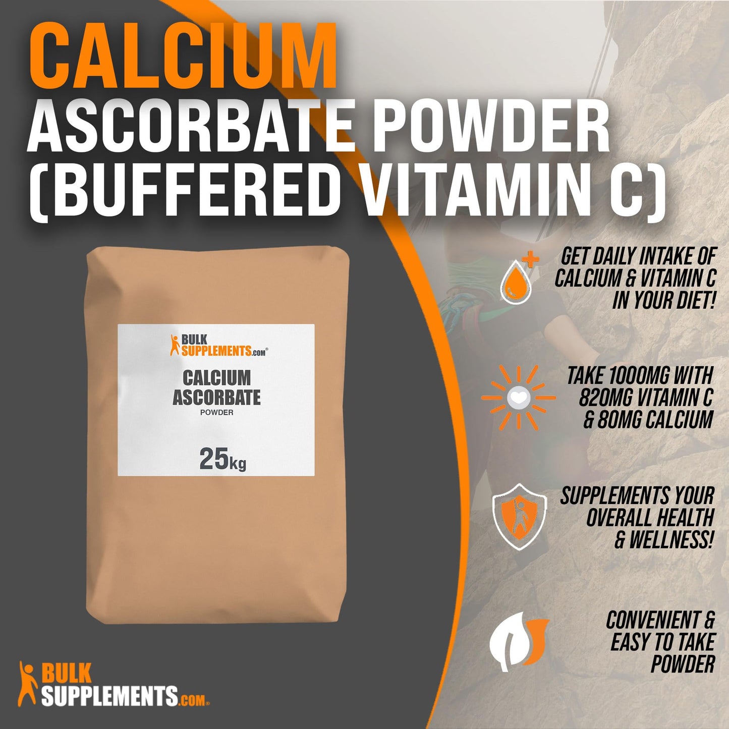 BulkSupplements Calcium Ascorbate Powder, Pack of 1, 25 kg (55 lb)