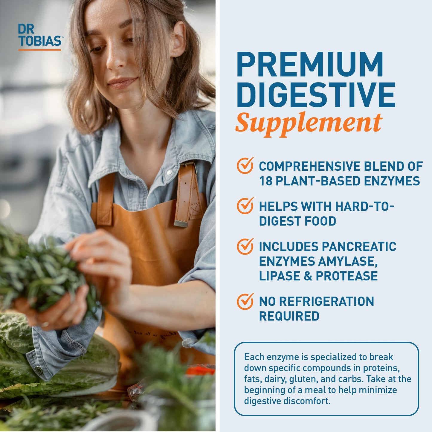 Dr. Tobias Digestive Enzymes 18-Enzyme Blend Capsule, 30 Count