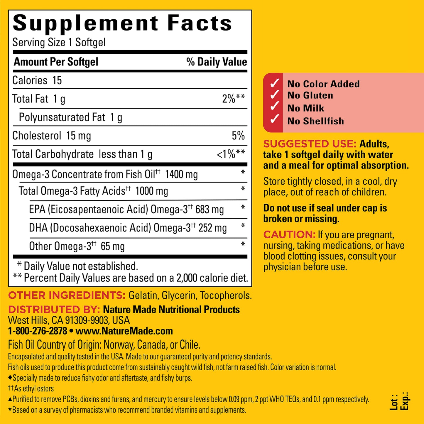 Nature Made Burp Less Ultra Omega 3 Fish Oil 1400mg Softgel, 90 Softgels