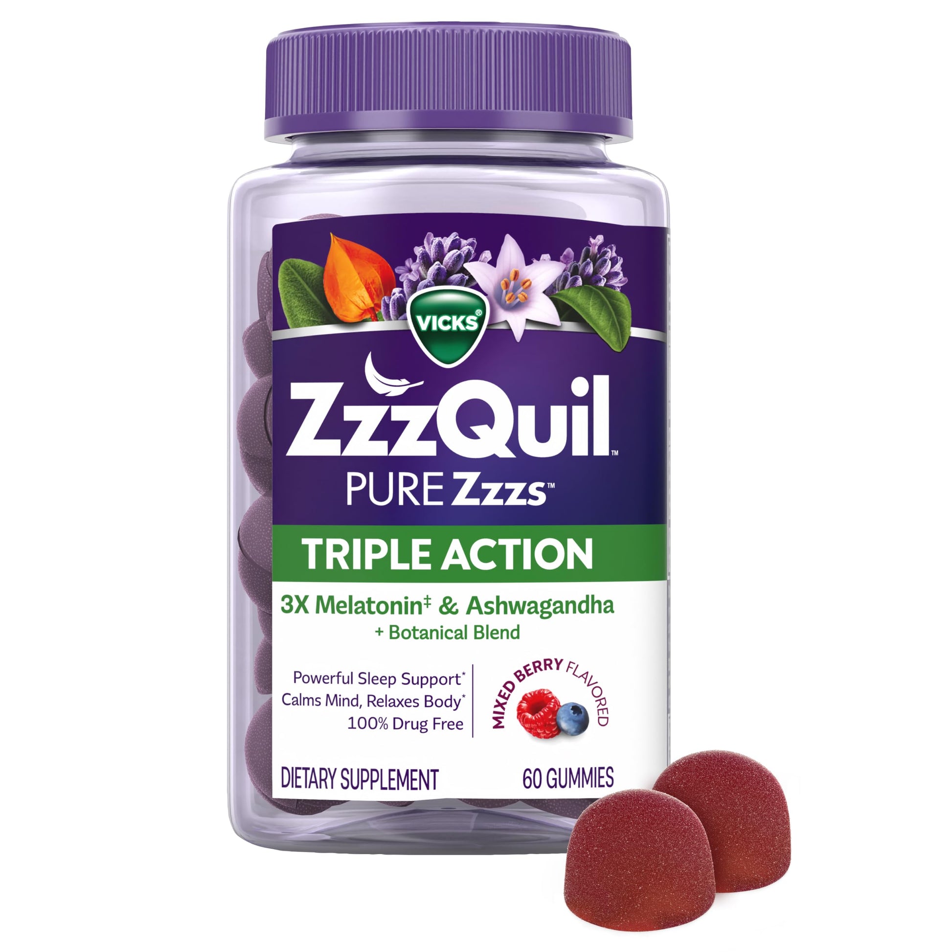ZzzQuil PURE Zzzs Triple Action Melatonin Gummies 90 Count