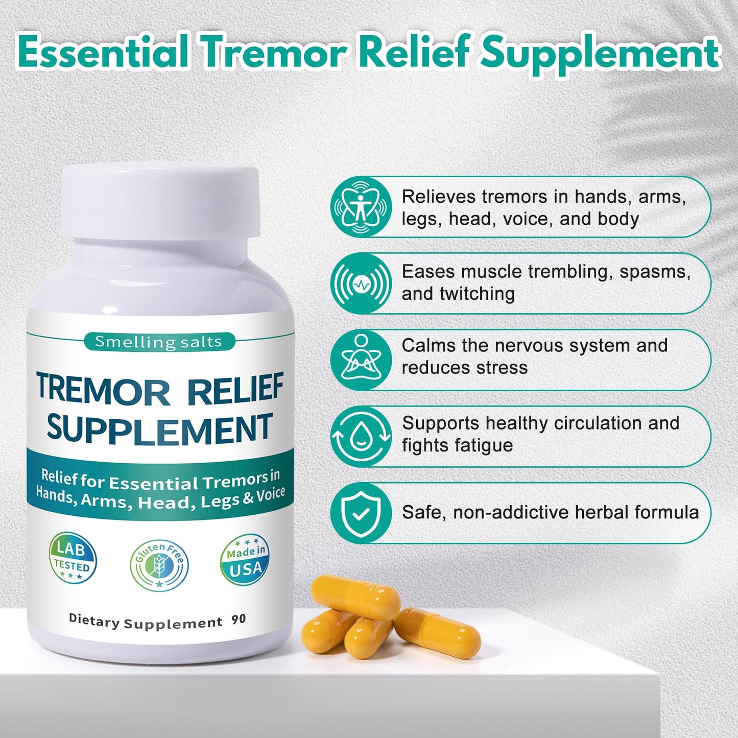 Smelling Salts Essential Tremor Relief Supplement, 100 Capsules