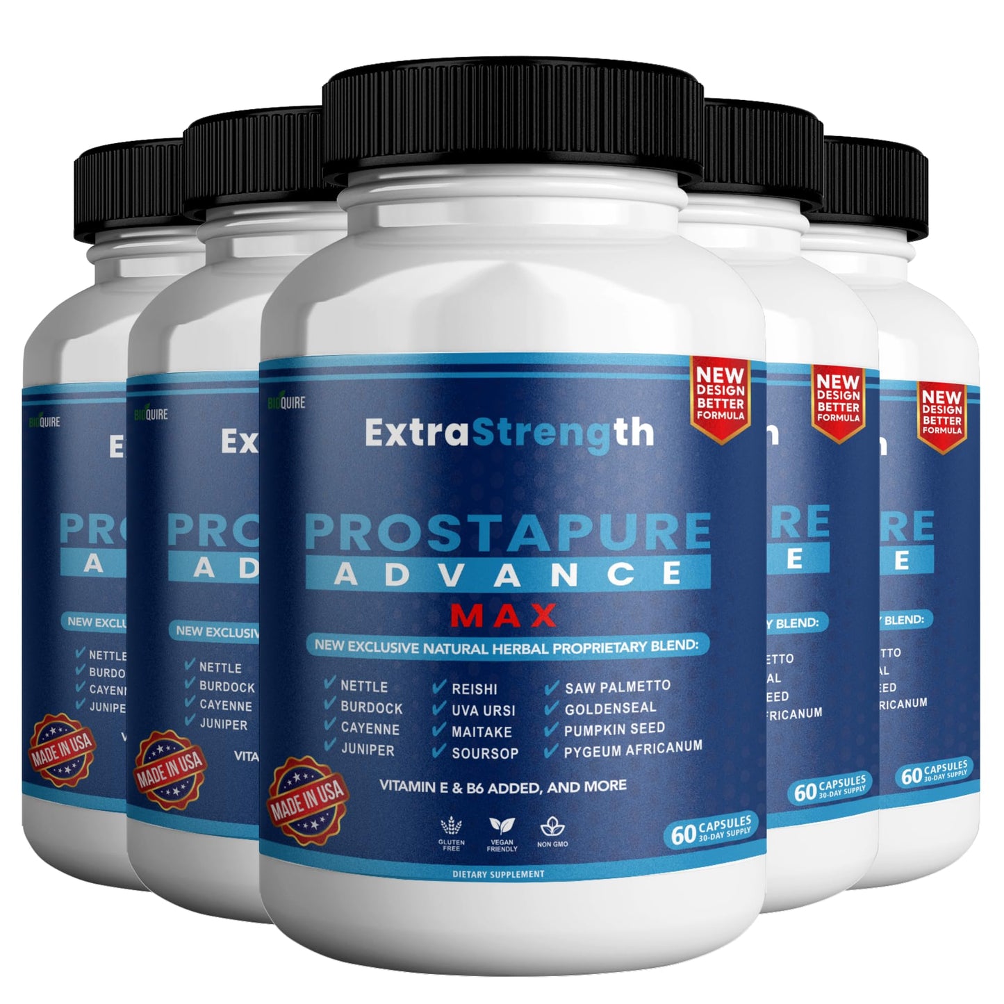 BIOQUIRE ProstaPure Advance Max Prostate Health Support Supplement for Men, Saw Palmetto, Extra Strength, Vegan, Non-GMO, Gluten-Free 300 Capsules