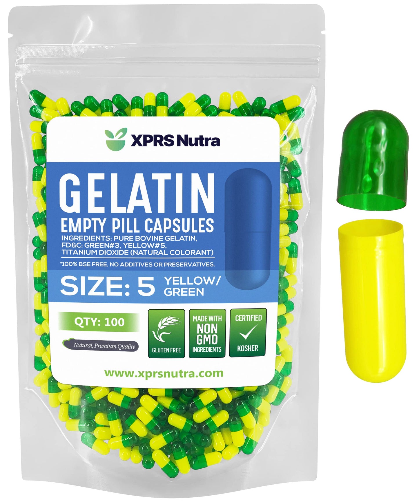 XPRS Nutra Size 5 Empty Gelatin Capsules Capsule 100 Count
