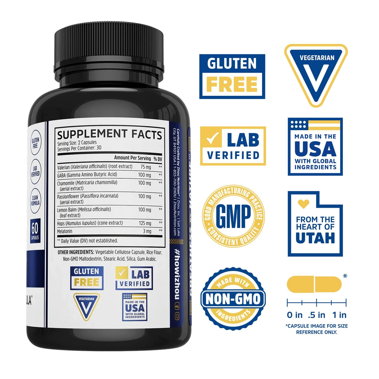 ZHOU Driftoff Nature Inspired Sleep Aid with Valerian Root & Melatonin, Capsules, 120