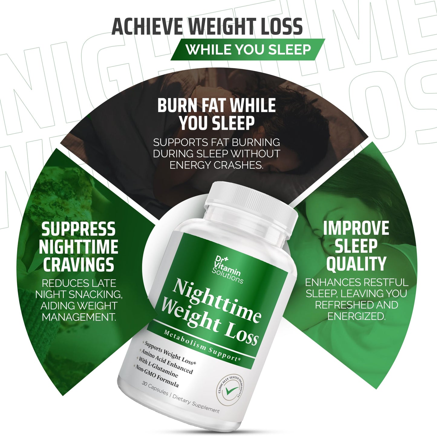 DR VITAMIN SOLUTIONS Nighttime Weight Loss & Magnesium Bisglycinate 90 Capsules