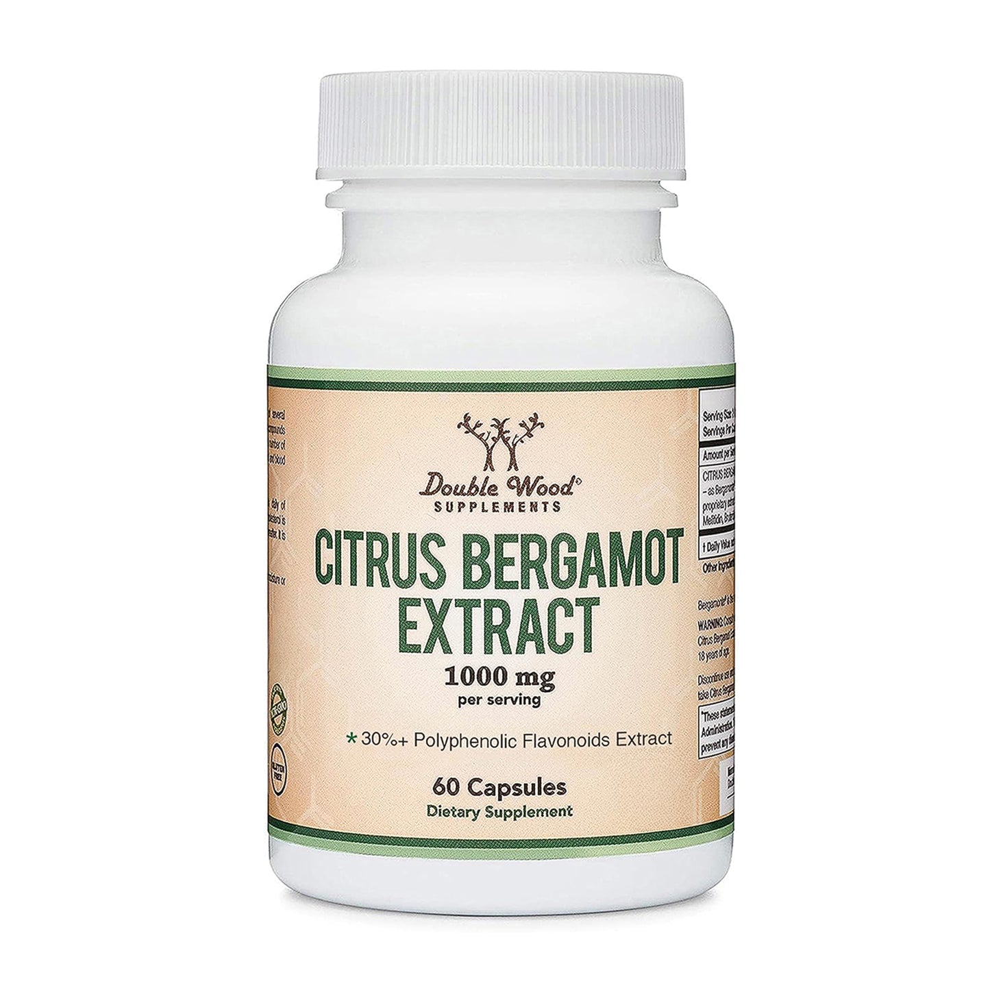 Double Wood Supplements Citrus Bergamot Extract 1,000mg Capsules, 60 Count