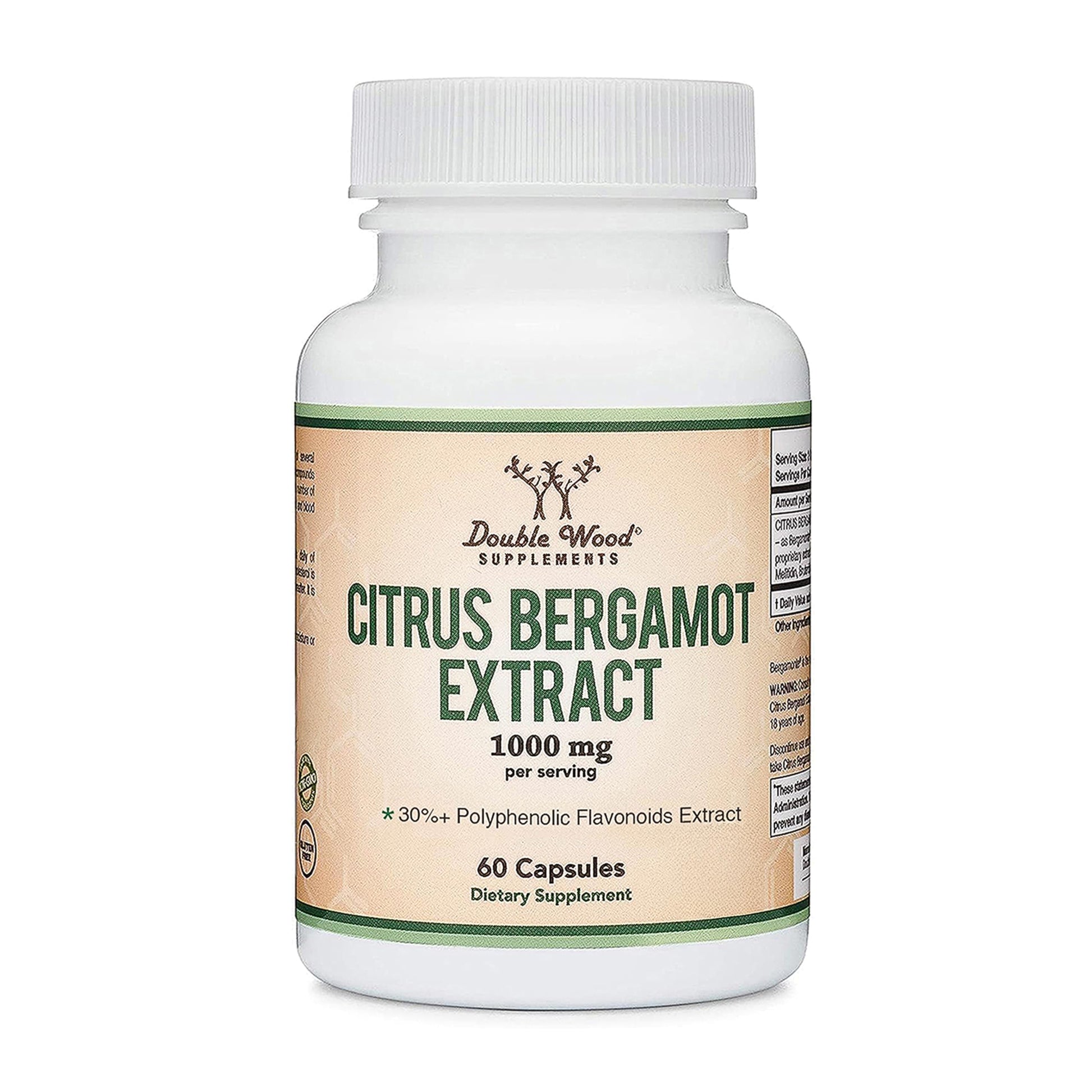 Double Wood Supplements Citrus Bergamot Extract 1,000mg Capsules, 60 Count