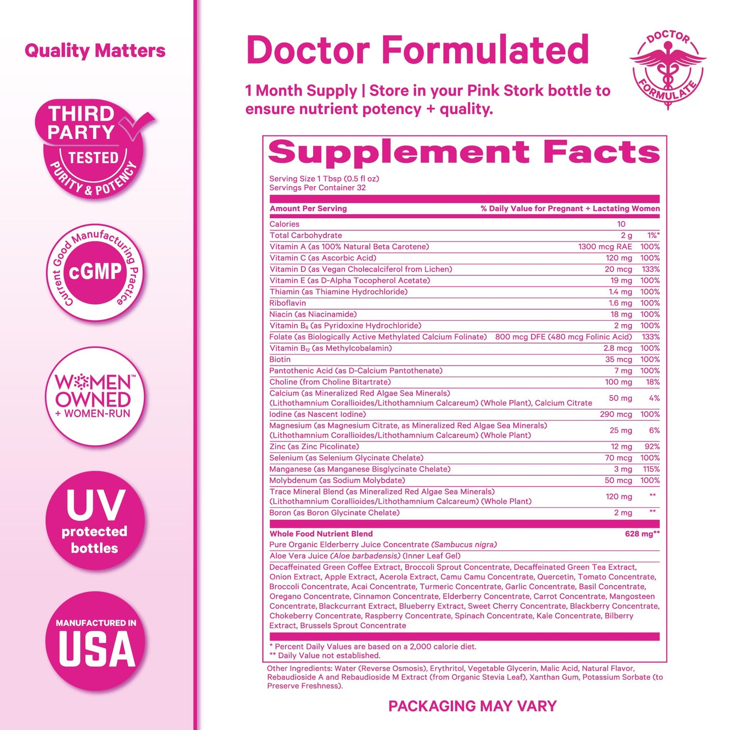 Pink Stork Liquid Prenatal Vitamin Bundle Capsules, 105 Count