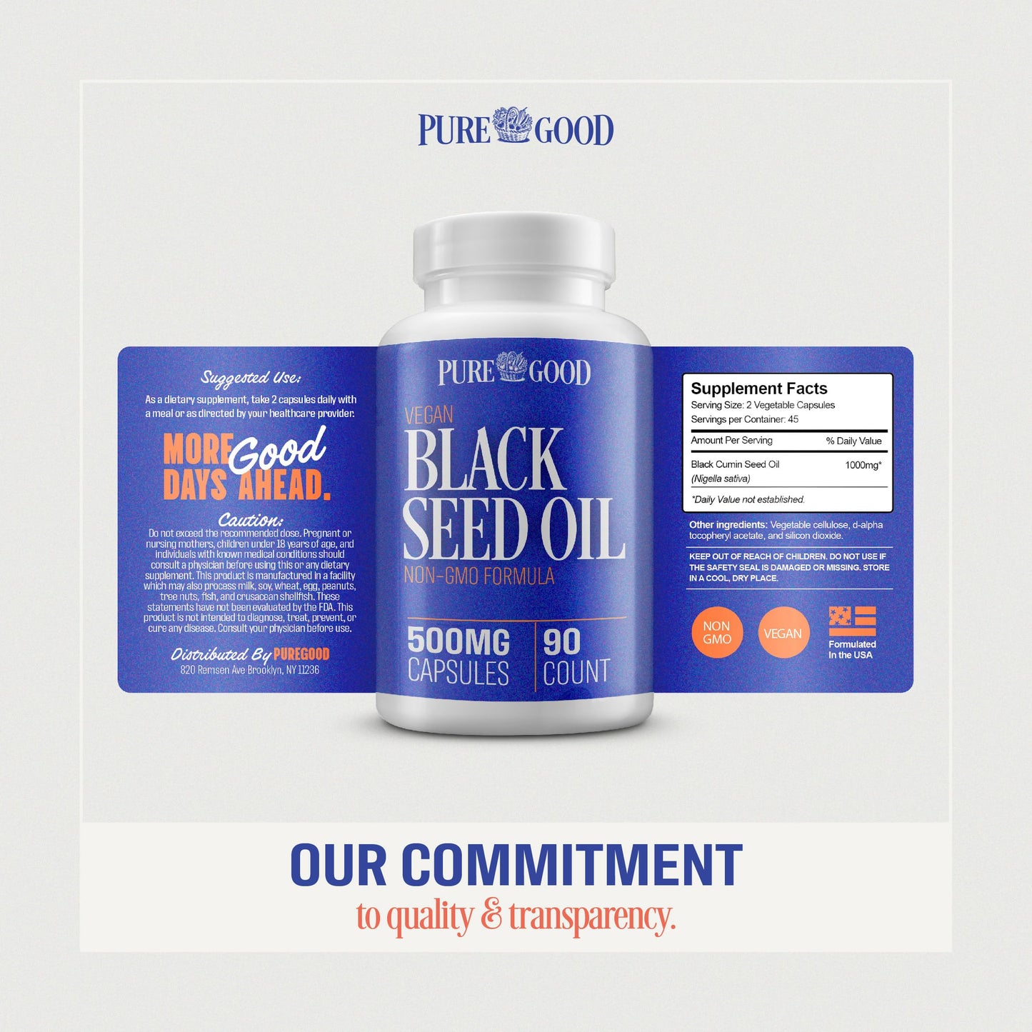 PureGood Black Seed Oil Capsules 500 mg, 180 Capsules