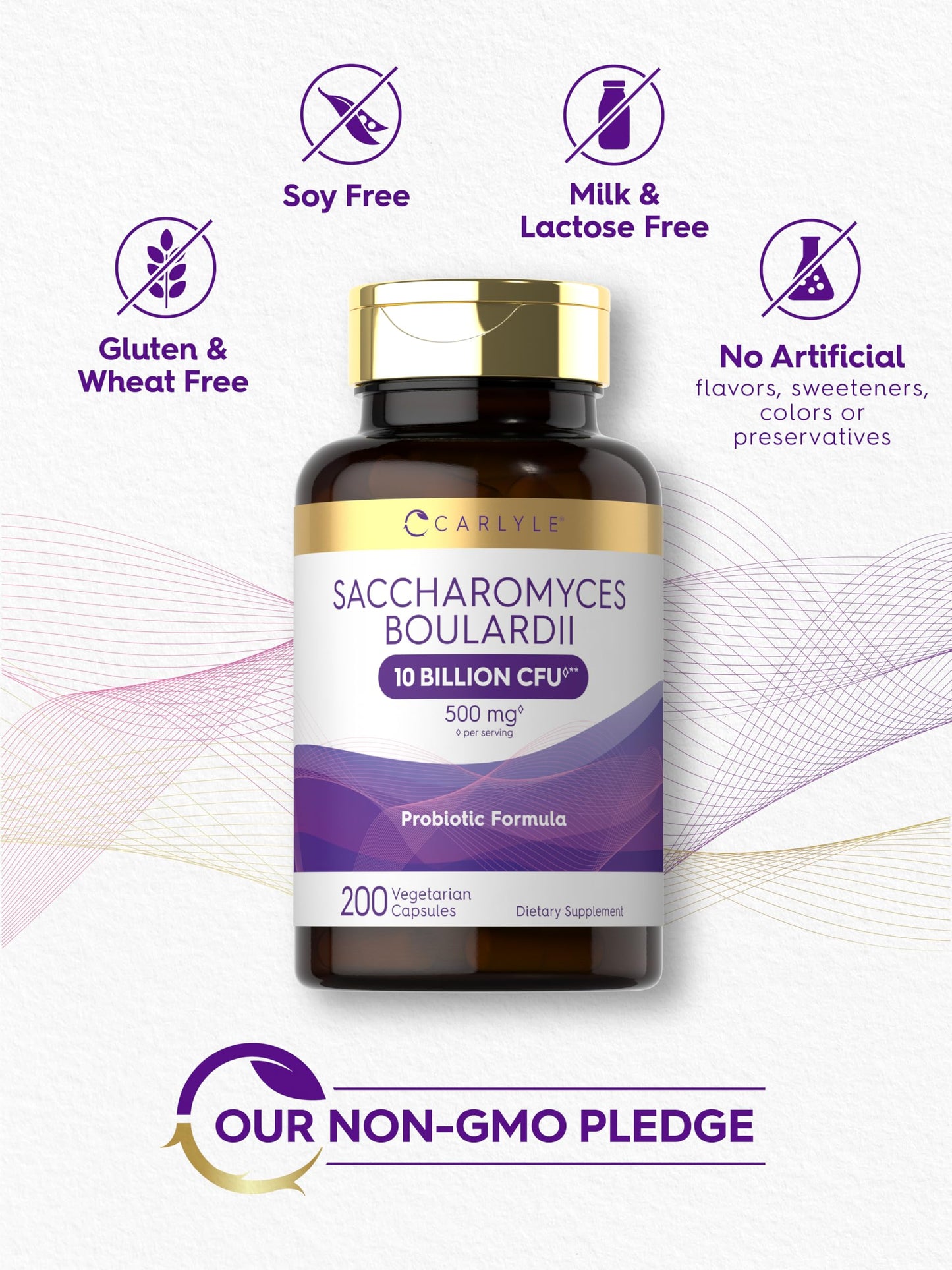 Carlyle Saccharomyces Boulardii Probiotics & Prebiotics 10 Billion CFUs Capsules 200