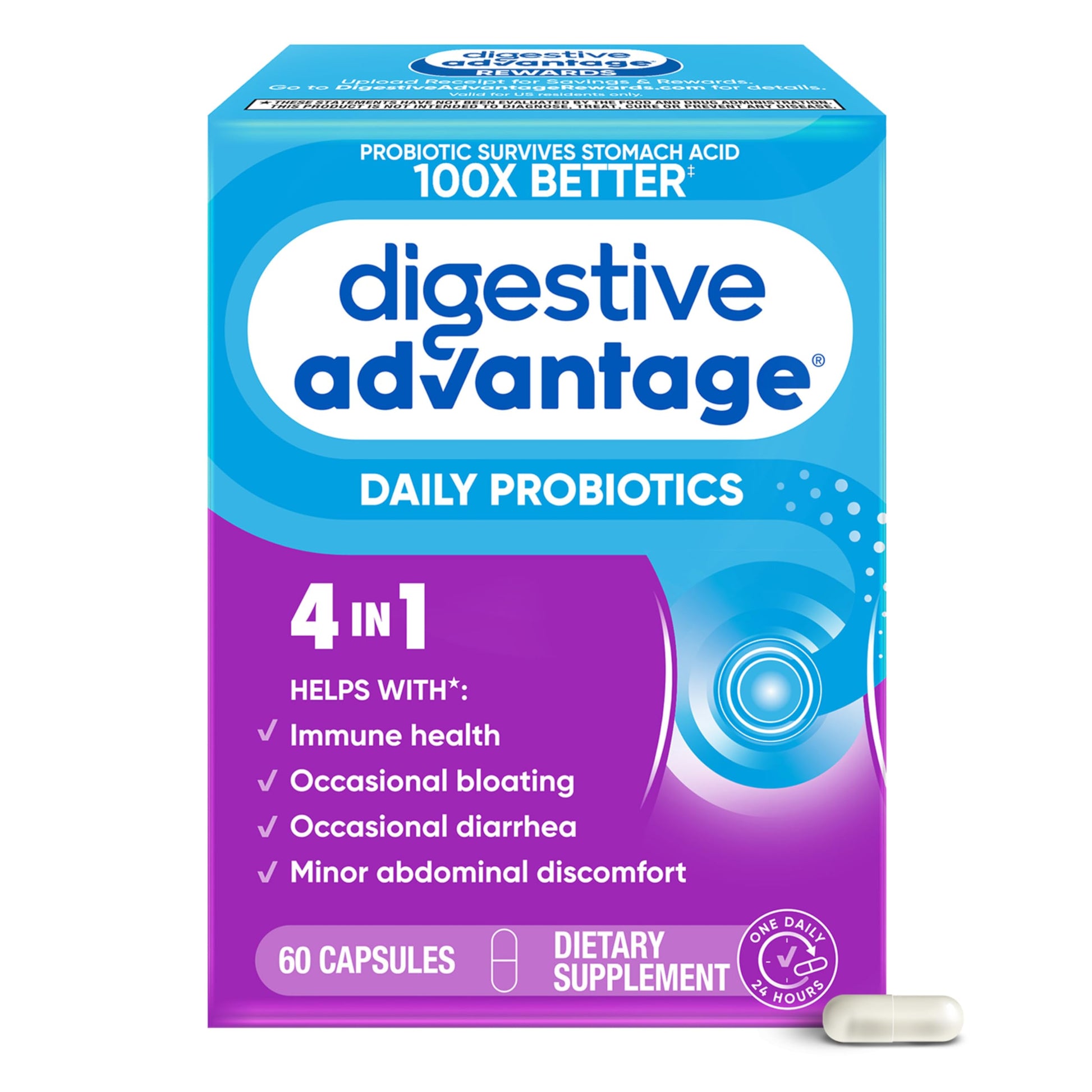 Digestive Advantage Daily Probiotic Capsules, 60 Count