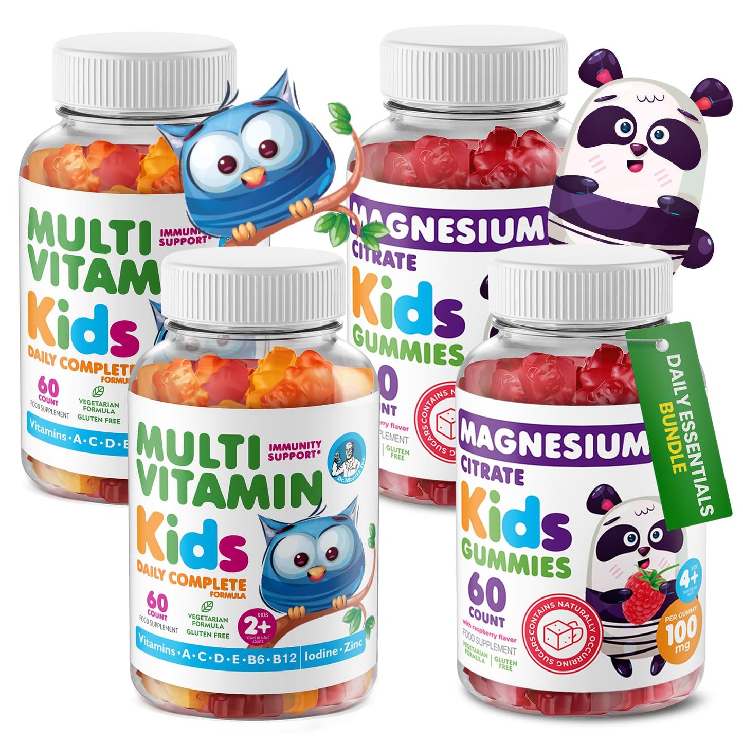 DR. MORITZ Kids Magnesium Gummies and Kids Multivitamin Gummies Bundle, Gummies, 240 Count