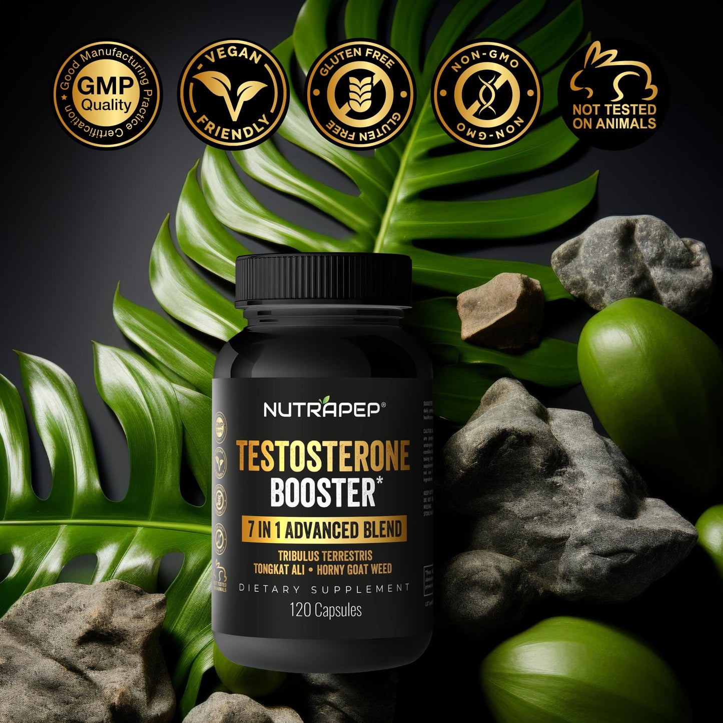 NutraPep Testosterone Booster Supplement for Men Capsule 120 Count