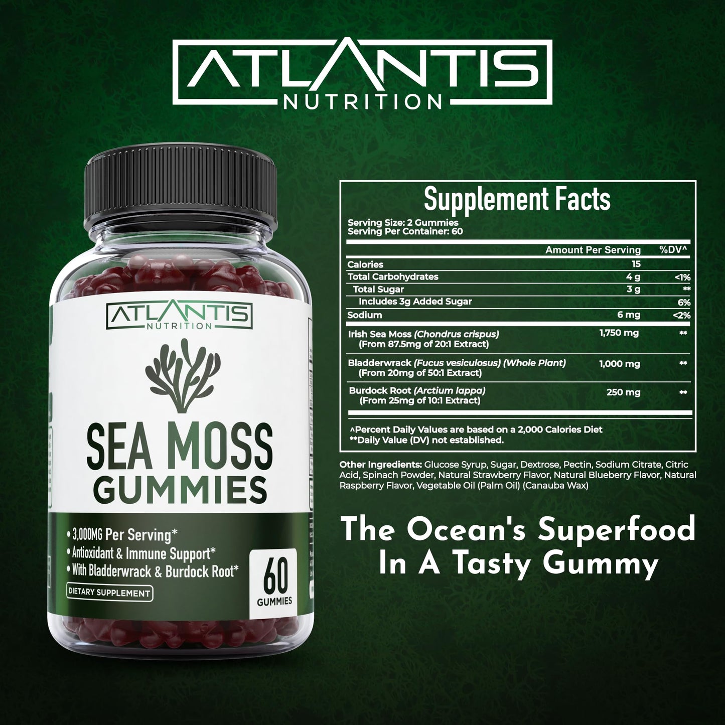 Atlantis Nutrition Irish Sea Moss Gummies 60 Count