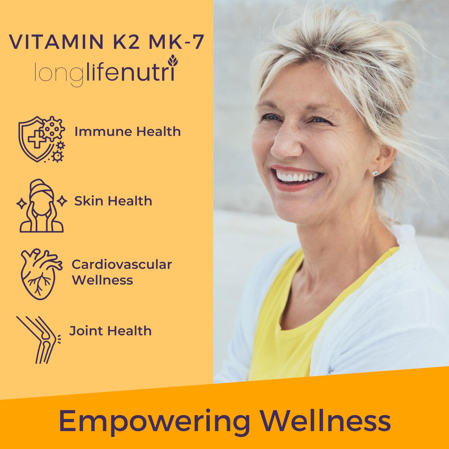 LongLifeNutri Vitamin K2 MK-7 100mcg Capsule, 120 Count