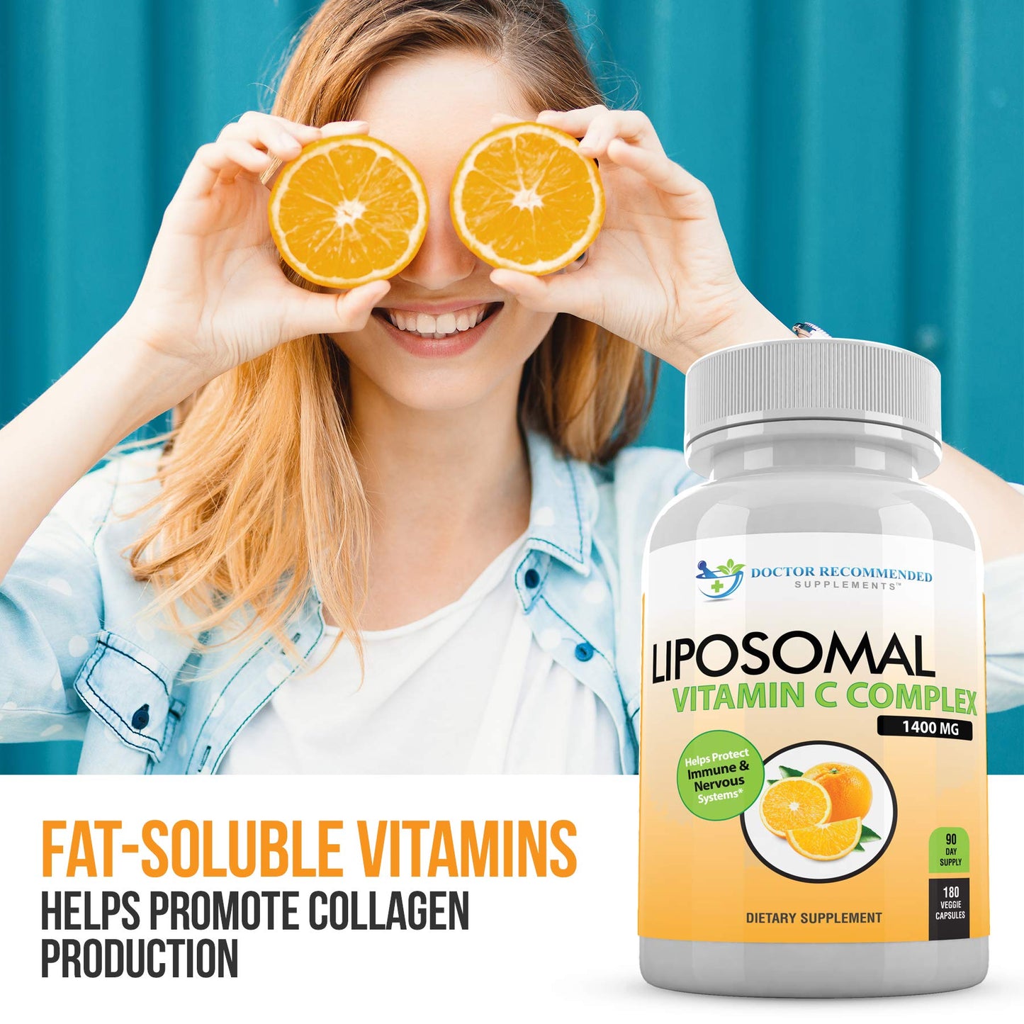 DOCTOR RECOMMENDED SUPPLEMENTS Liposomal Vitamin C 1400mg Per Serving, 180 Capsules