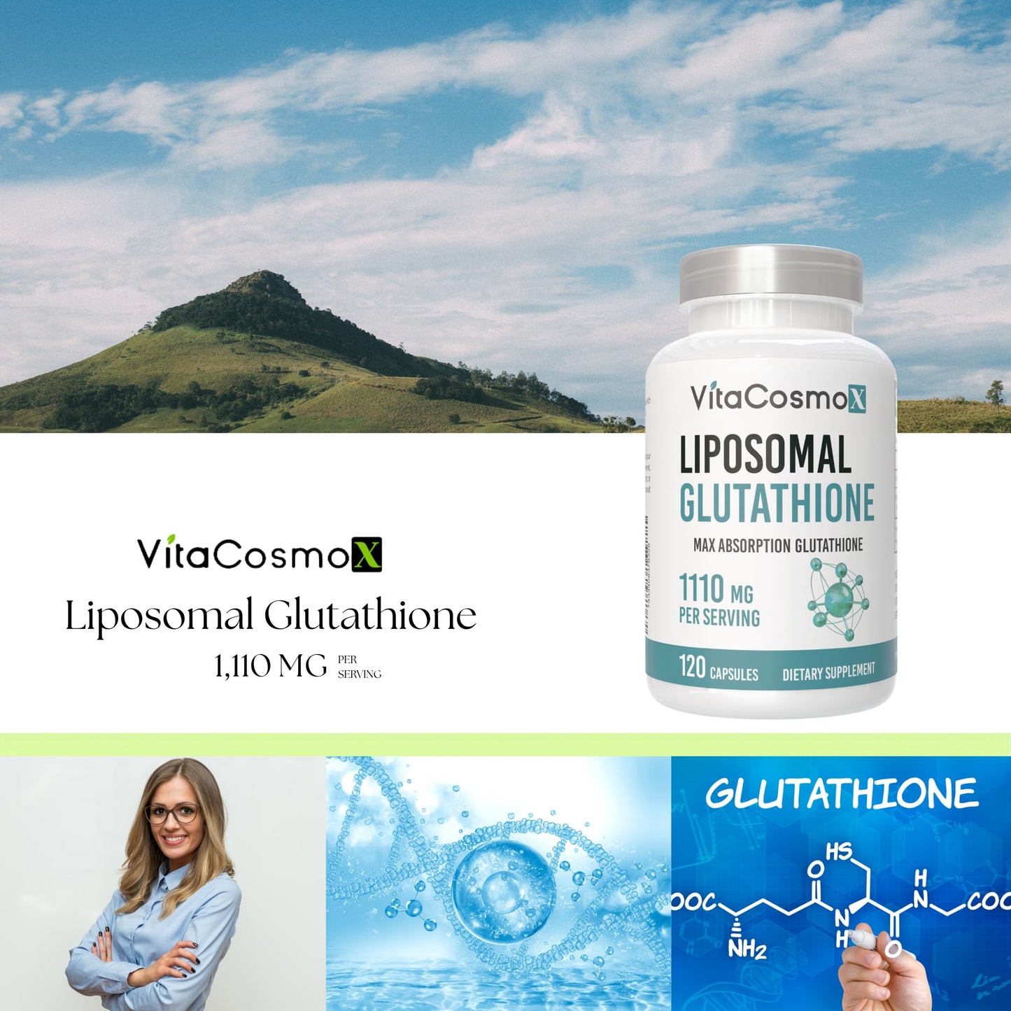VitaCosmoX Liposomal Glutathione, 120 Capsules