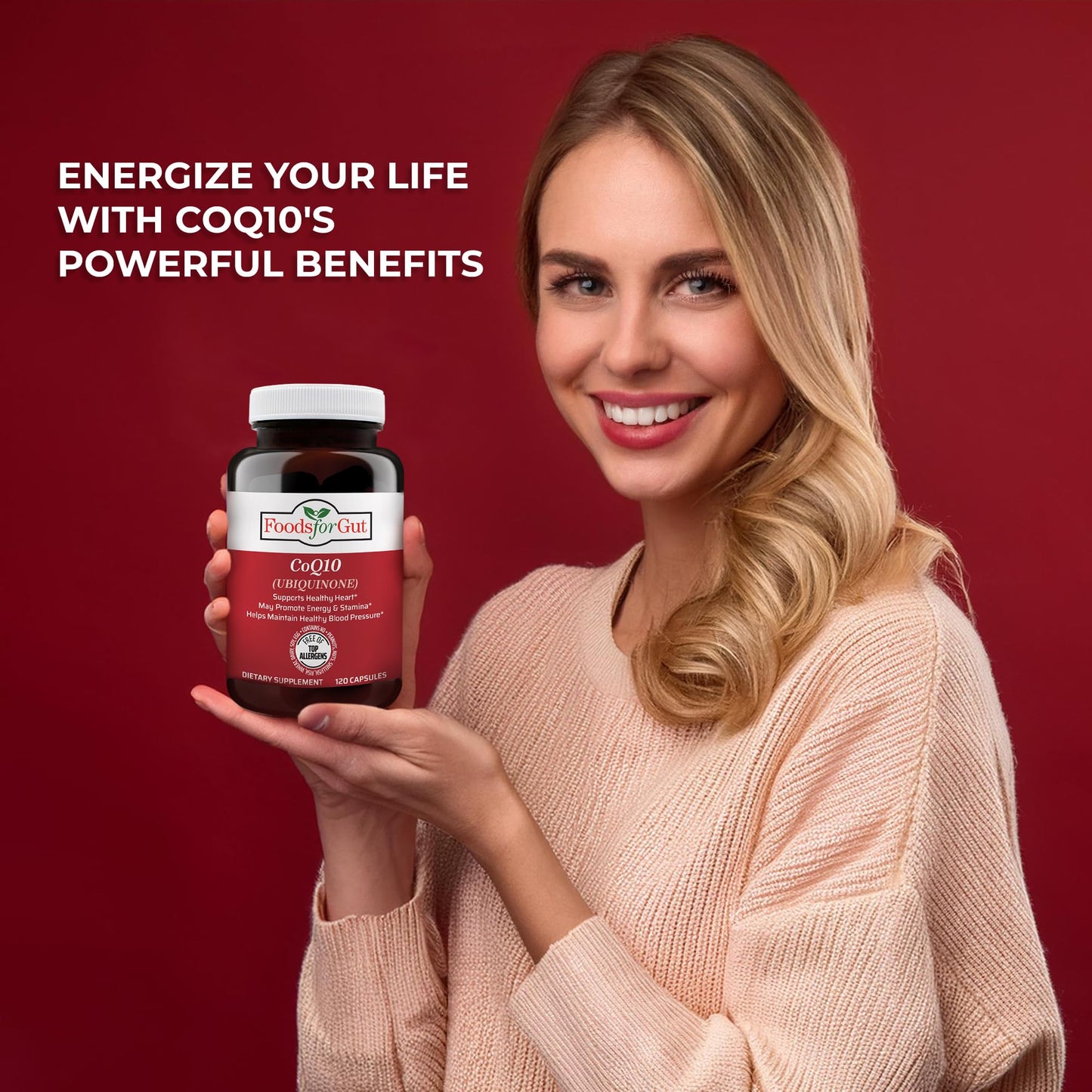 Foods For Gut Coenzyme Q10-Ubiquinone 200mg Per Serving Capsule 120 Count