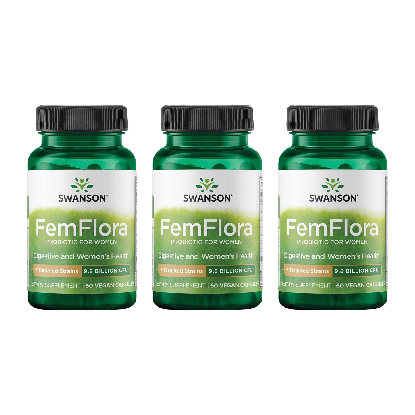 Swanson FemFlora Women's Probiotic for Feminine Digestive, Urinary, and Vaginal Health Support with 9 Billion CFU per Capsule, 180 Capsules