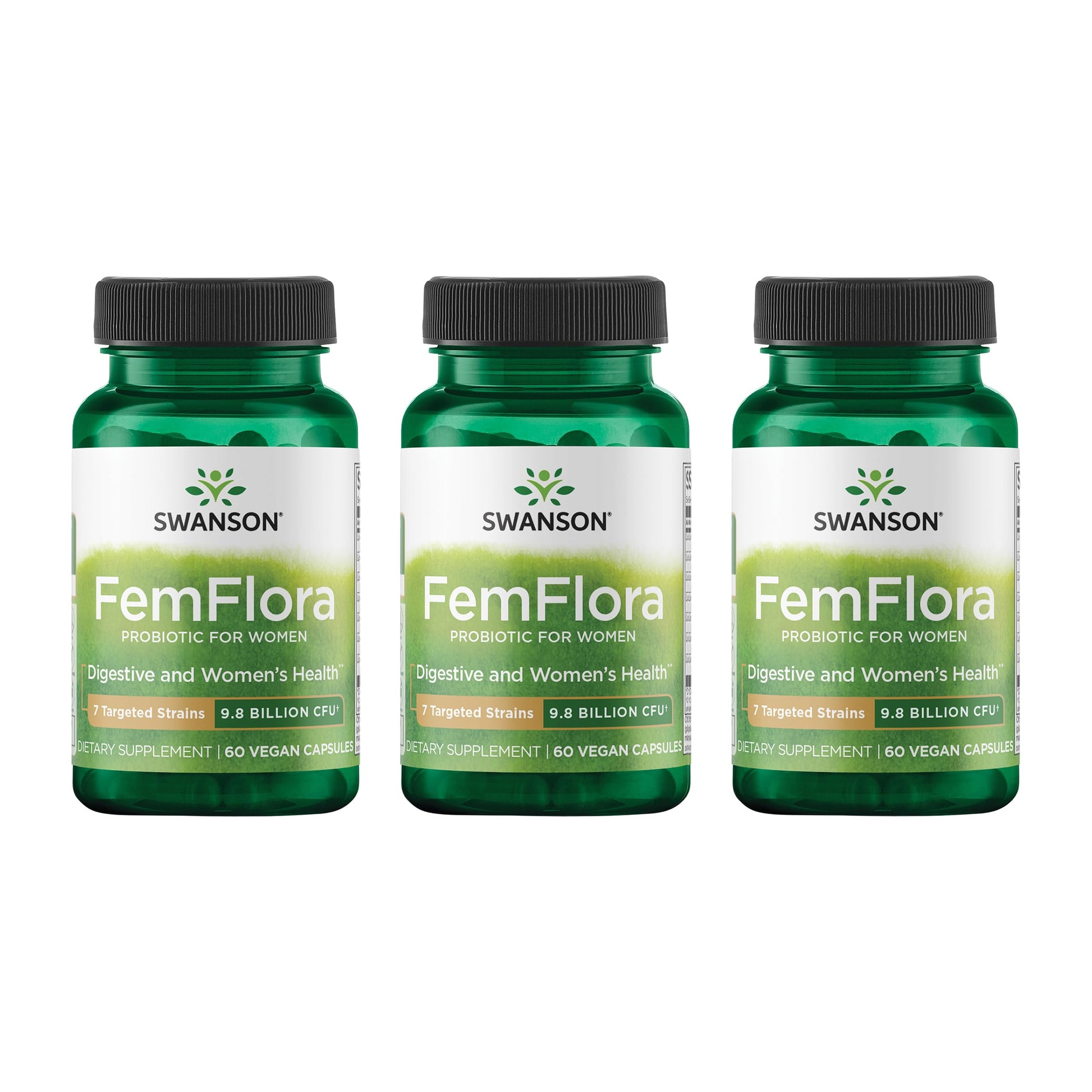 Swanson FemFlora Women's Probiotic for Feminine Digestive, Urinary, and Vaginal Health Support with 9 Billion CFU per Capsule, 180 Capsules