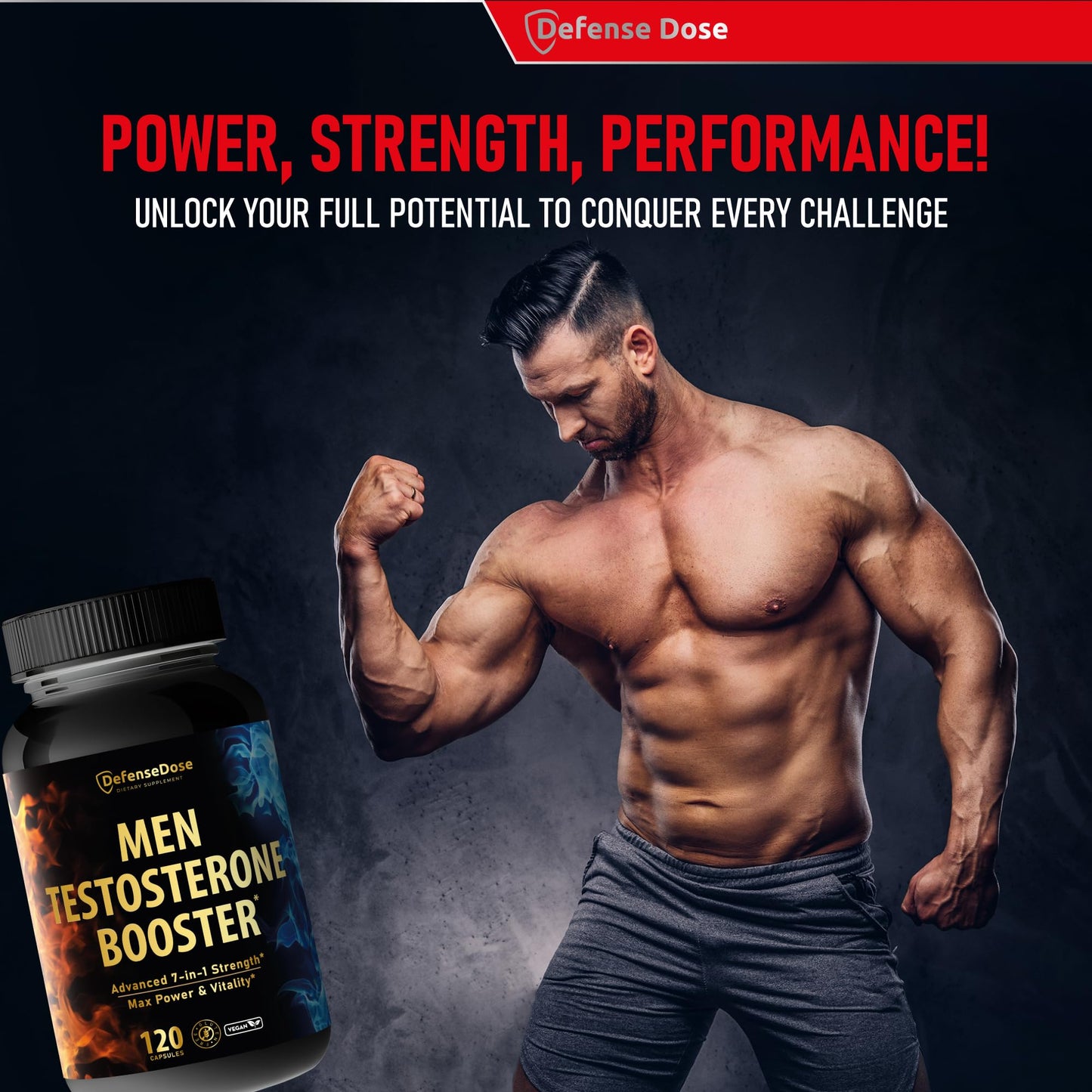 Defense Dose Testosterone Libido Booster Capsule 120 Count