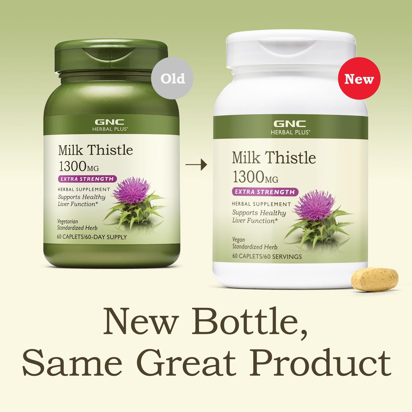 GNC Milk Thistle 1300mg Extra Strength Caplets, 60 Count