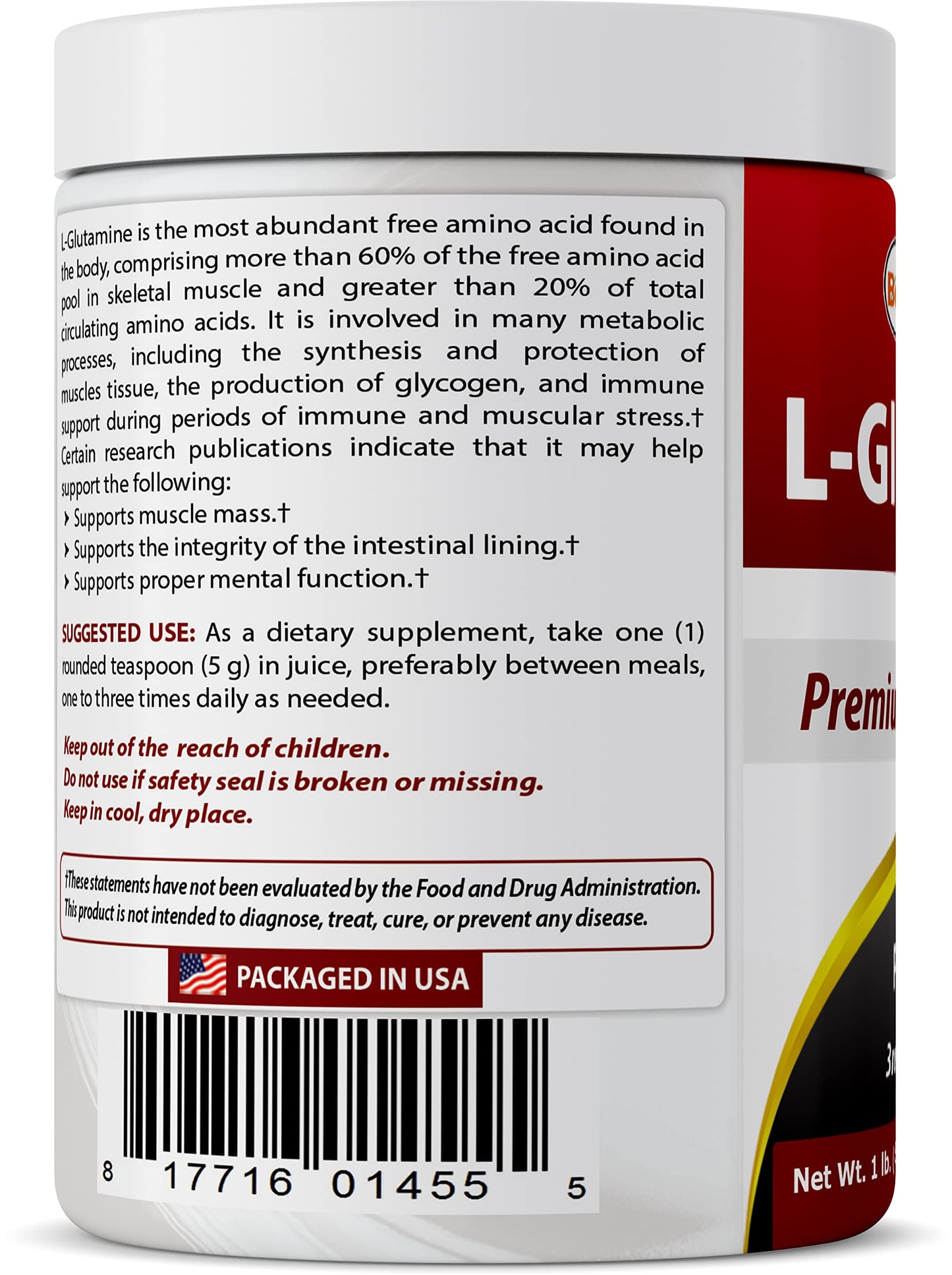 Best Naturals L-Glutamine Pure Powder 16 oz