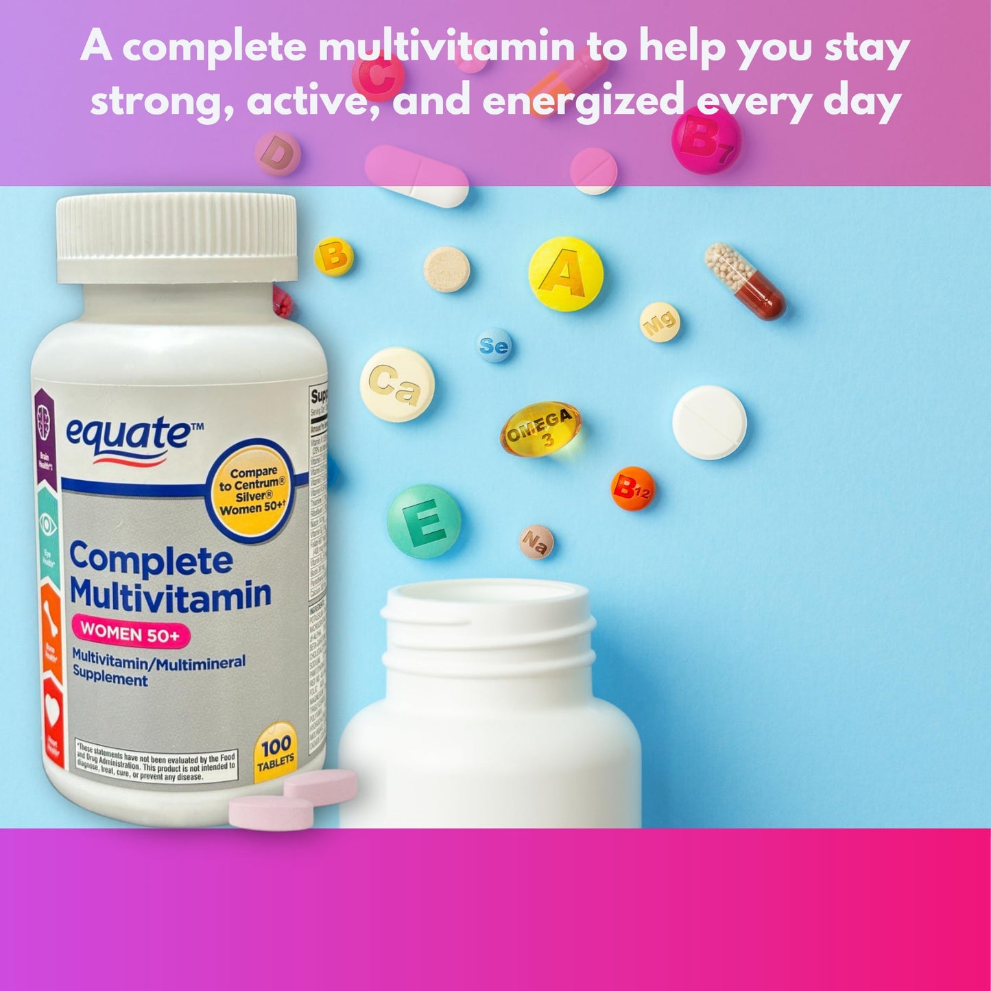 FUSION SHOP STORE Multivitamin Multimineral Tablets for Women 50+, 100 Tablets