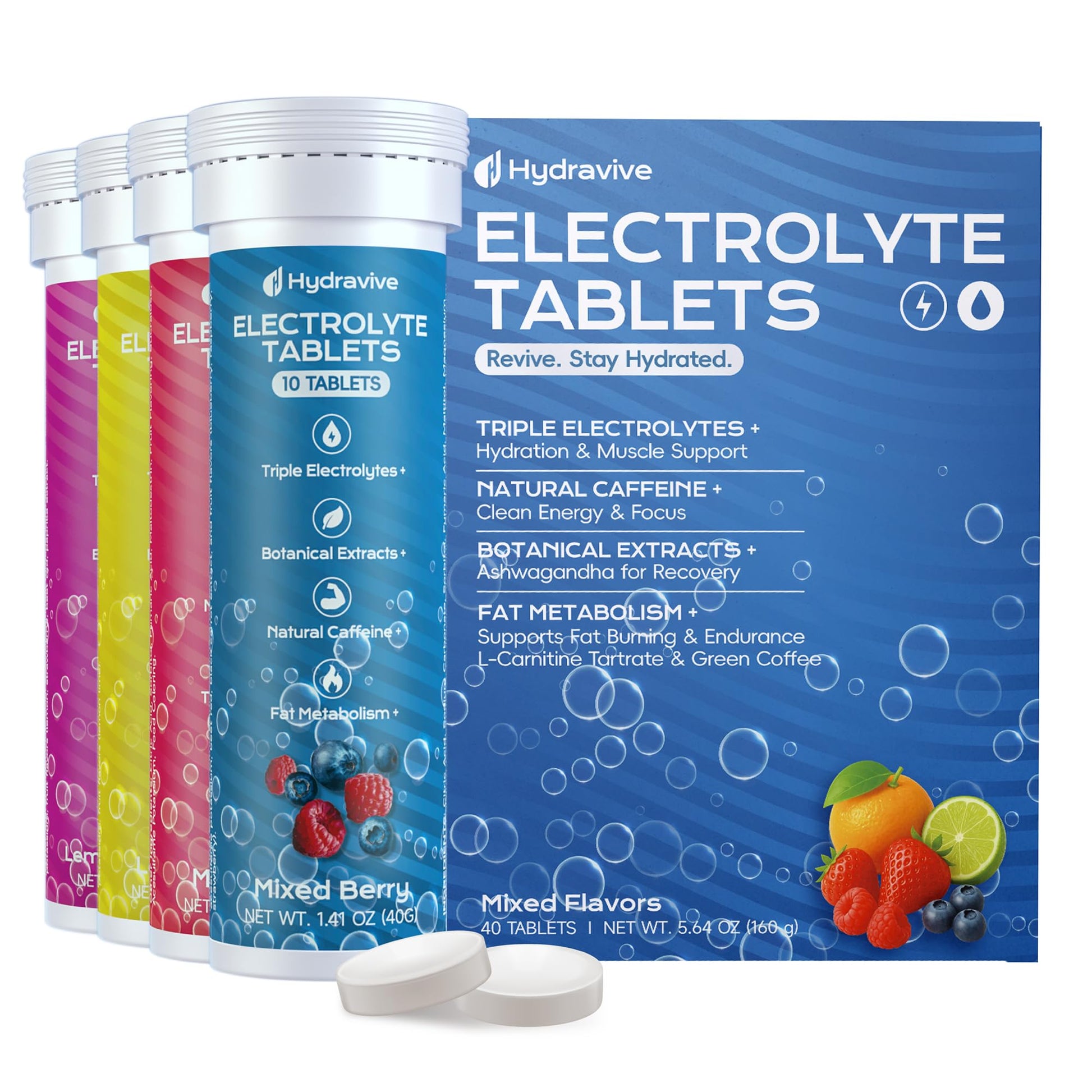 Hydravive Electrolyte Tablets for Hydration Effervescent Tablets 40 Count