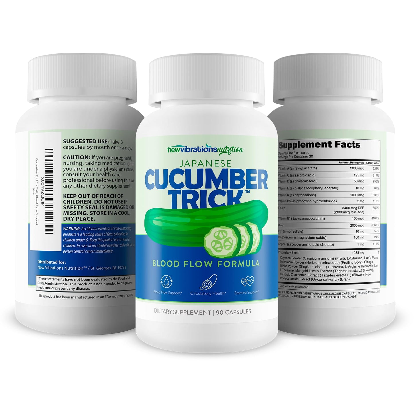 New Vibrations Nutrition Blood Flow Formula Capsules, 90 Count